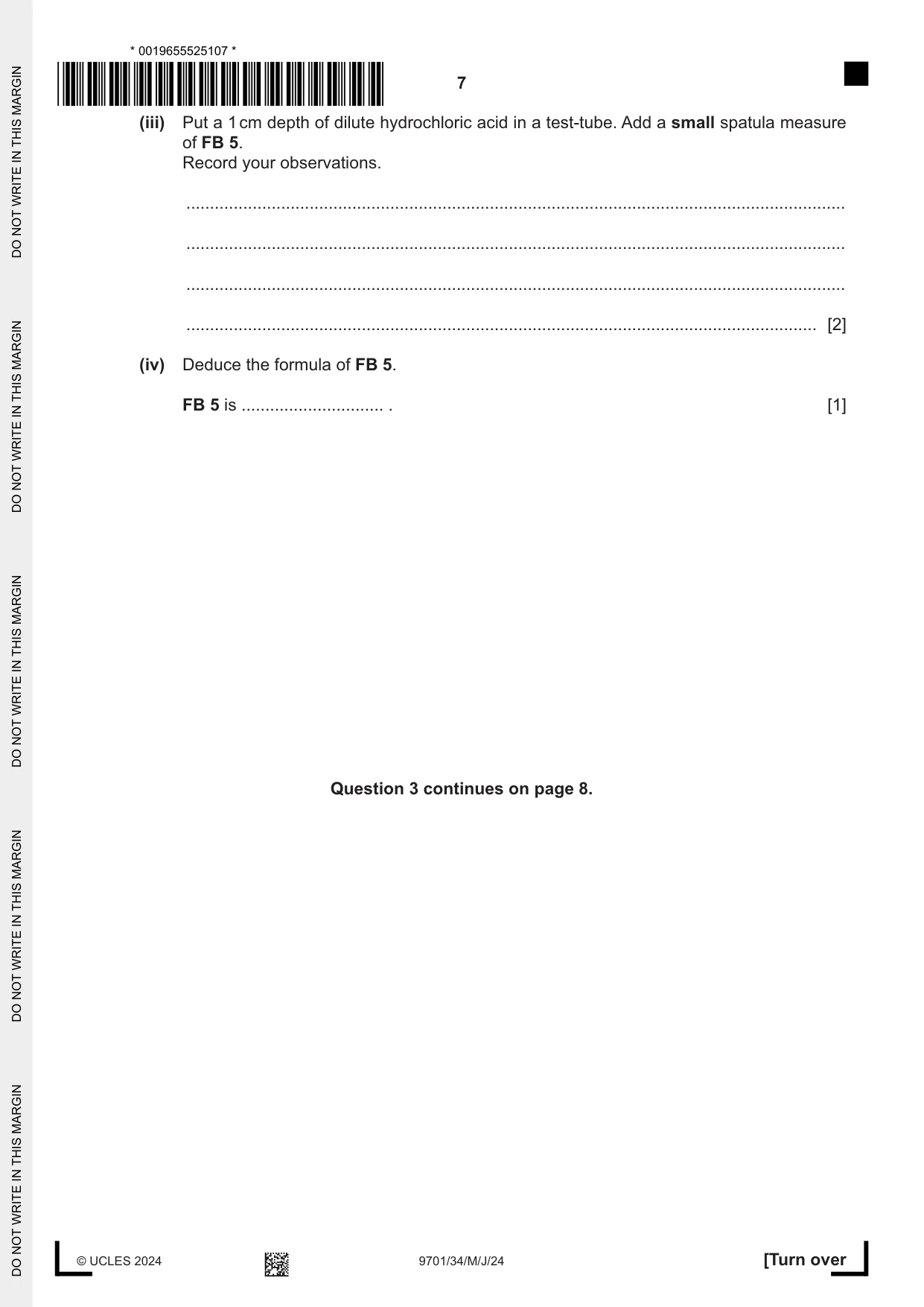 Cambridge A Level Chemistry 9701 2024 May/June Paper 3 · Variant 4 question paper, page 7 of 12