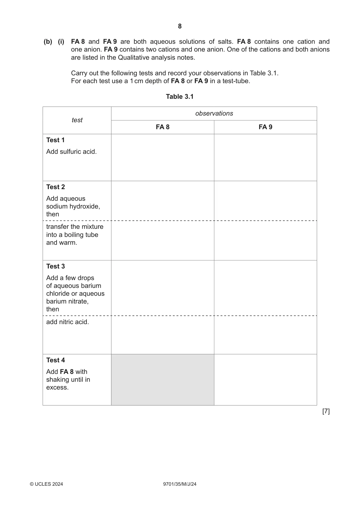 Cambridge A Level Chemistry 9701 2024 May/June Paper 3 · Variant 5 question paper, page 8 of 12