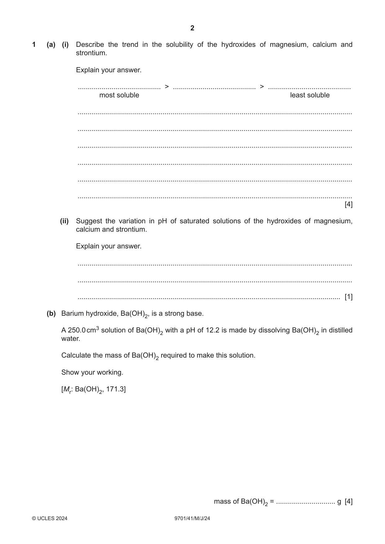 Cambridge A Level Chemistry 9701 2024 May/June Paper 4 · Variant 1 question paper, page 2 of 28