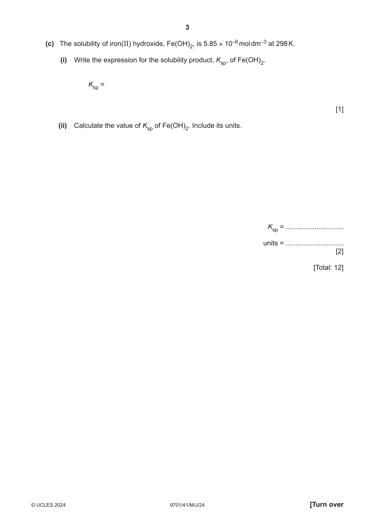 Cambridge A Level Chemistry 9701 2024 May/June Paper 4 · Variant 1 question paper, page 3 of 28