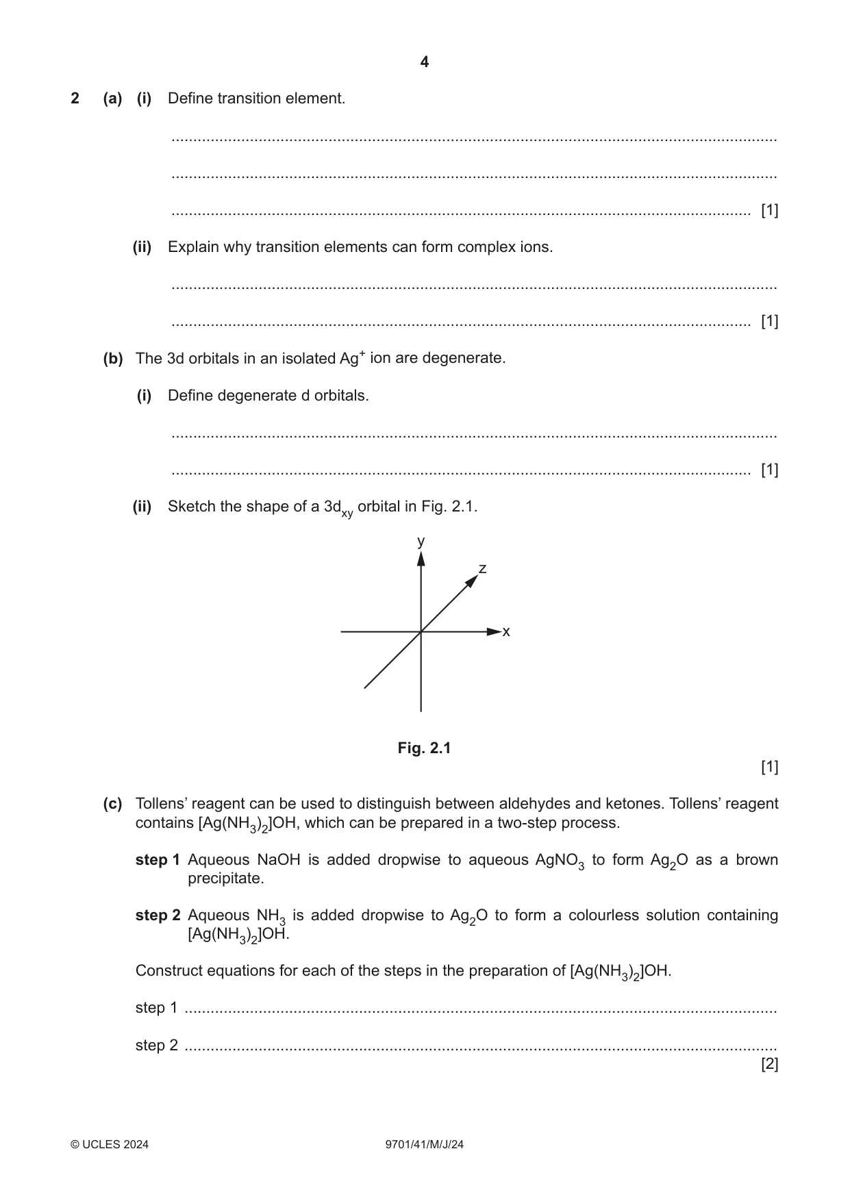 Cambridge A Level Chemistry 9701 2024 May/June Paper 4 · Variant 1 question paper, page 4 of 28