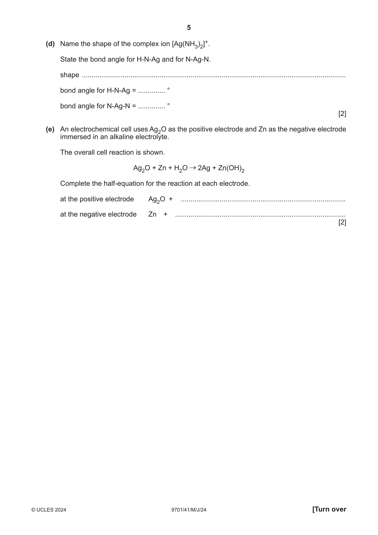Cambridge A Level Chemistry 9701 2024 May/June Paper 4 · Variant 1 question paper, page 5 of 28