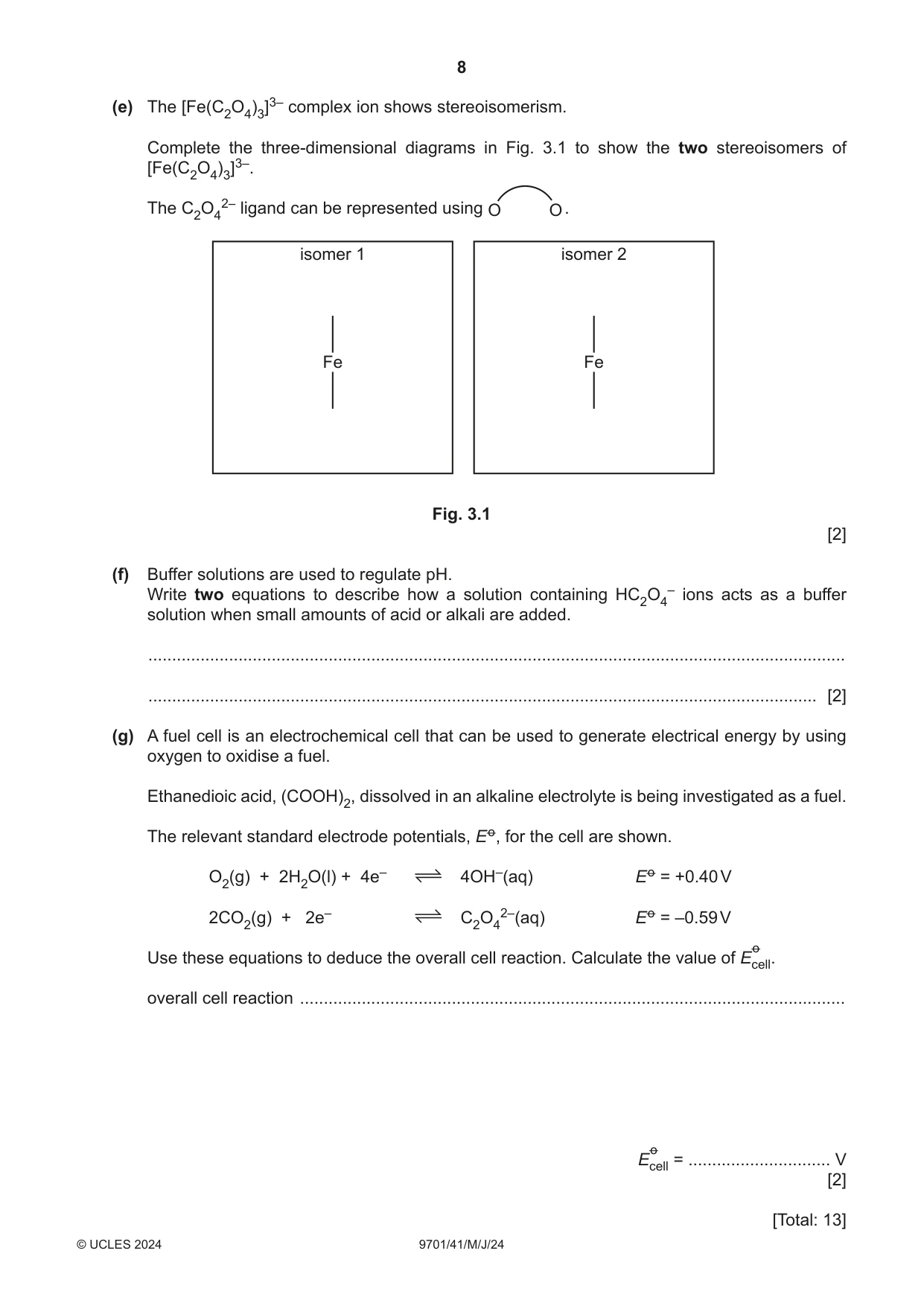 Cambridge A Level Chemistry 9701 2024 May/June Paper 4 · Variant 1 question paper, page 8 of 28