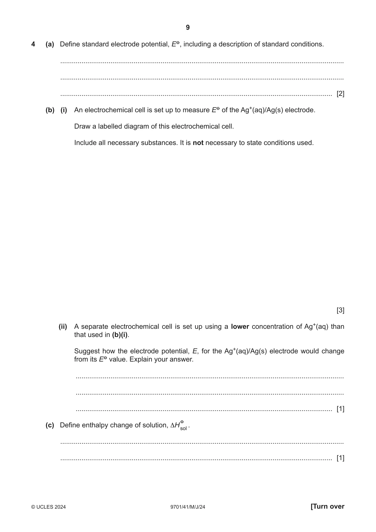 Cambridge A Level Chemistry 9701 2024 May/June Paper 4 · Variant 1 question paper, page 9 of 28