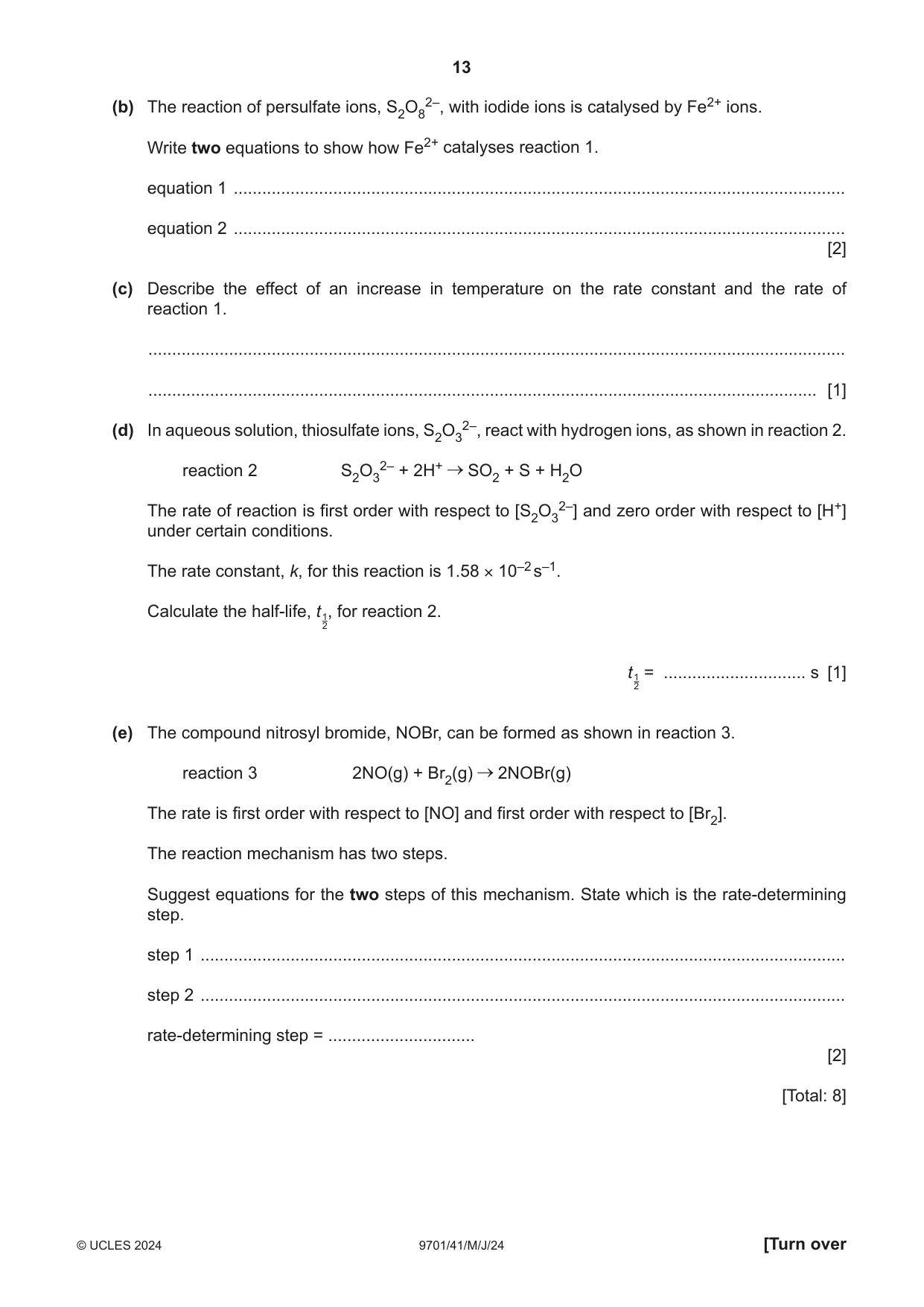 Cambridge A Level Chemistry 9701 2024 May/June Paper 4 · Variant 1 question paper, page 13 of 28