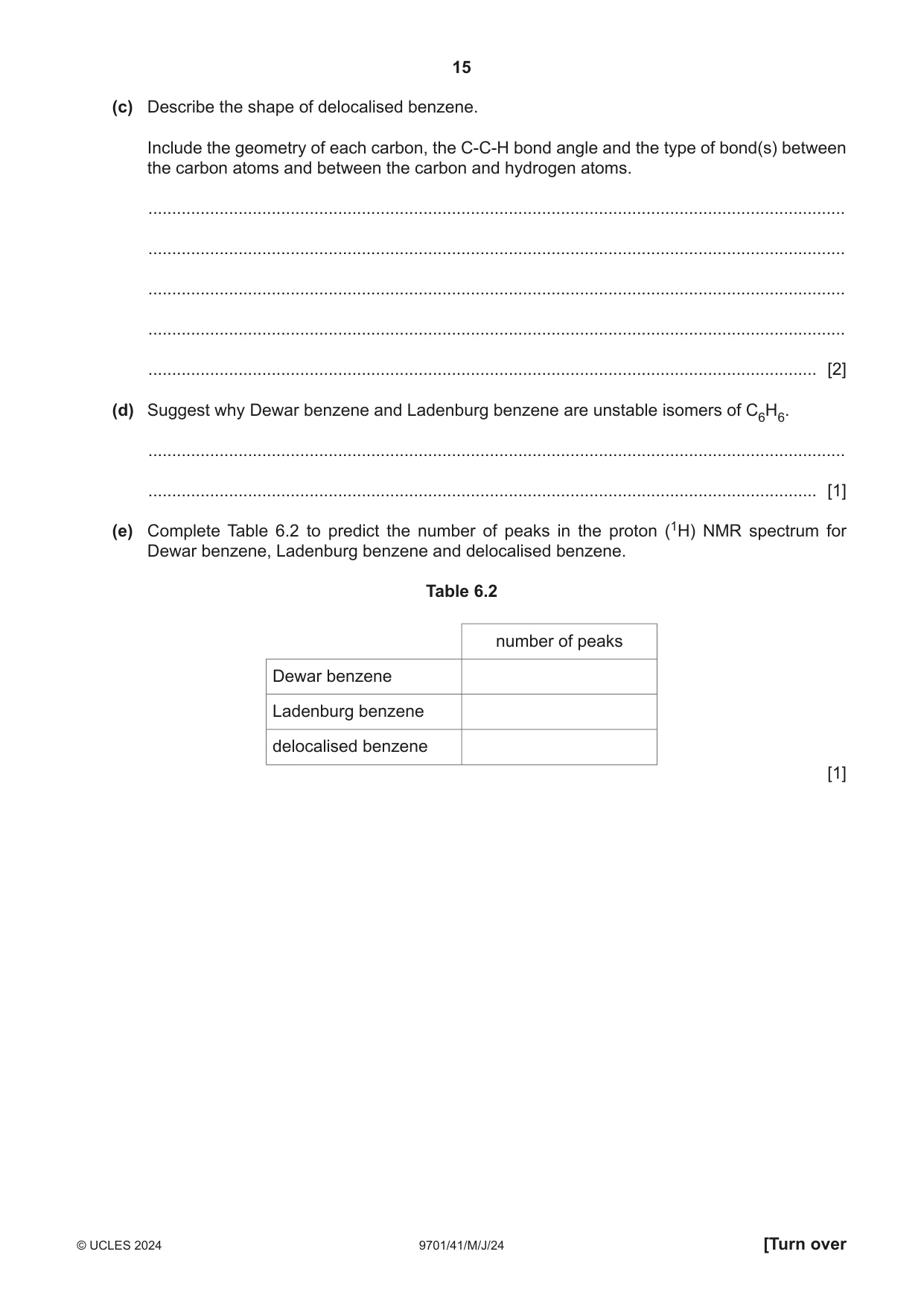 Cambridge A Level Chemistry 9701 2024 May/June Paper 4 · Variant 1 question paper, page 15 of 28