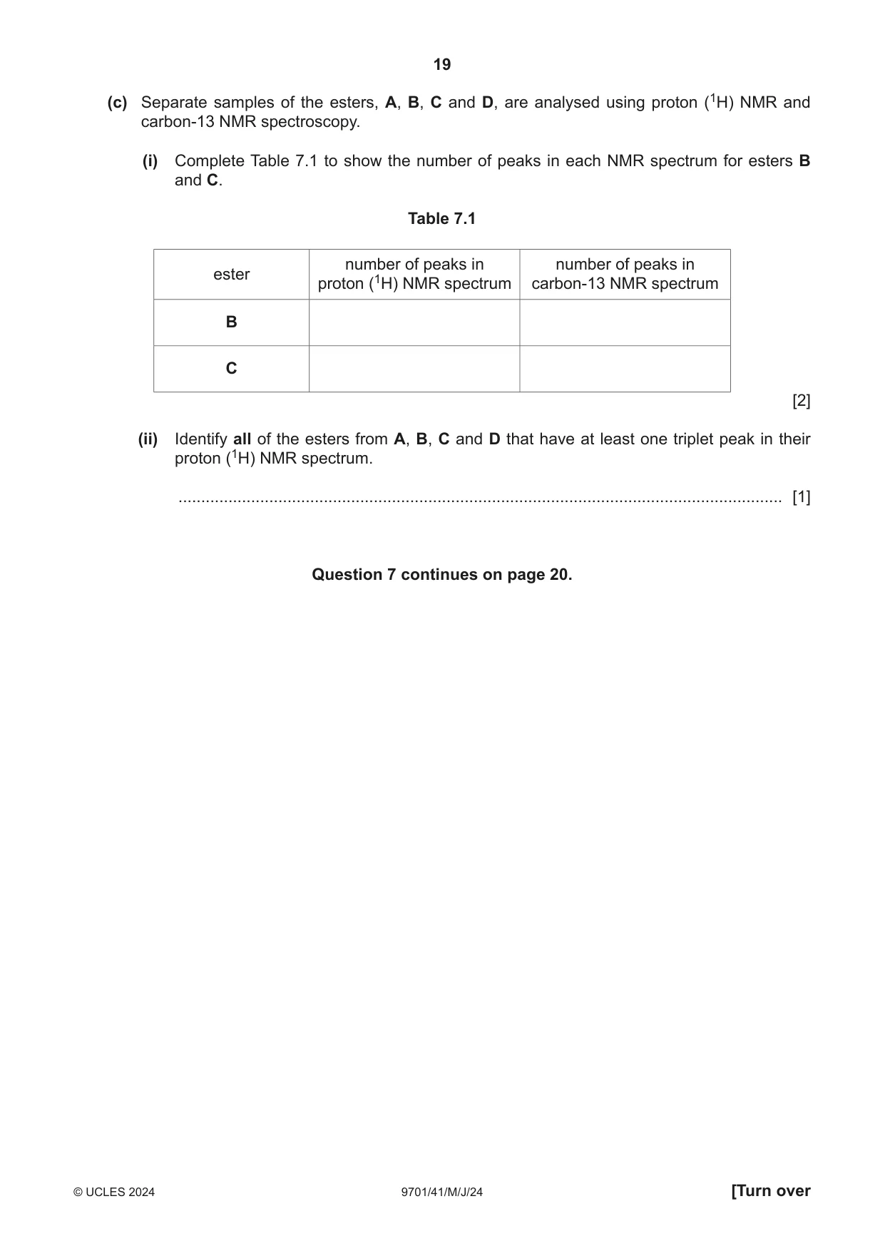 Cambridge A Level Chemistry 9701 2024 May/June Paper 4 · Variant 1 question paper, page 19 of 28