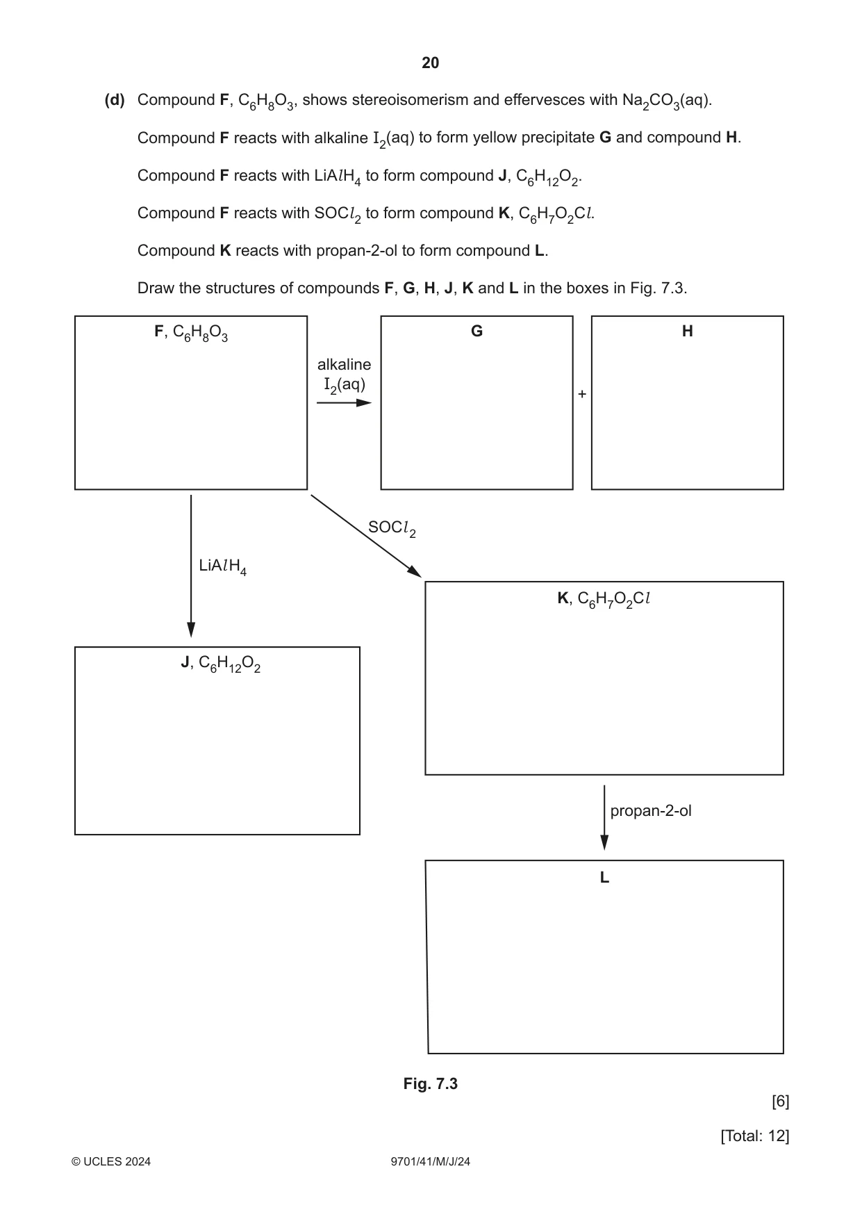 Cambridge A Level Chemistry 9701 2024 May/June Paper 4 · Variant 1 question paper, page 20 of 28