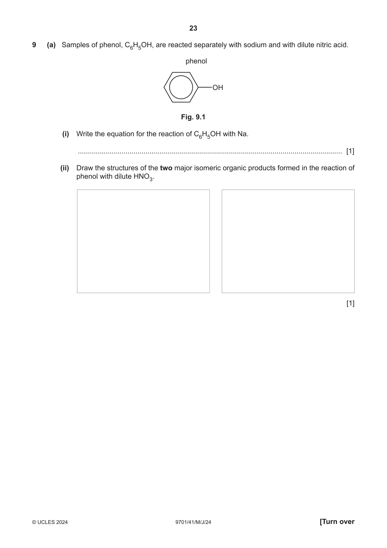 Cambridge A Level Chemistry 9701 2024 May/June Paper 4 · Variant 1 question paper, page 23 of 28