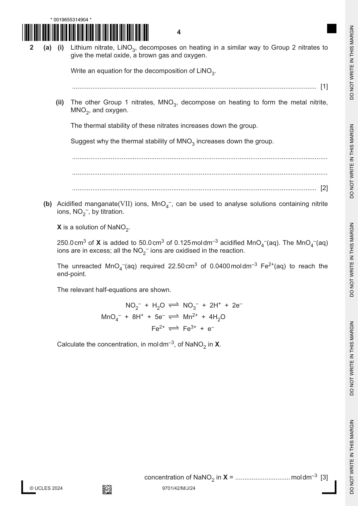 Cambridge A Level Chemistry 9701 2024 May/June Paper 4 · Variant 2 question paper, page 4 of 24