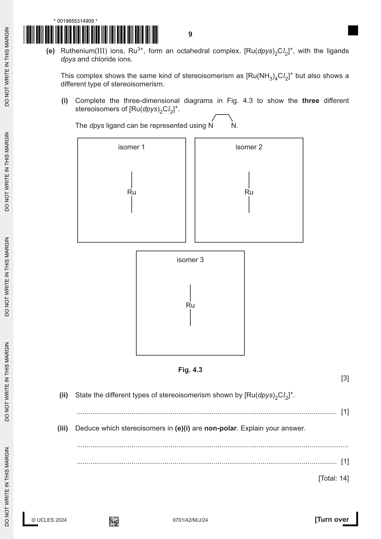Cambridge A Level Chemistry 9701 2024 May/June Paper 4 · Variant 2 question paper, page 9 of 24