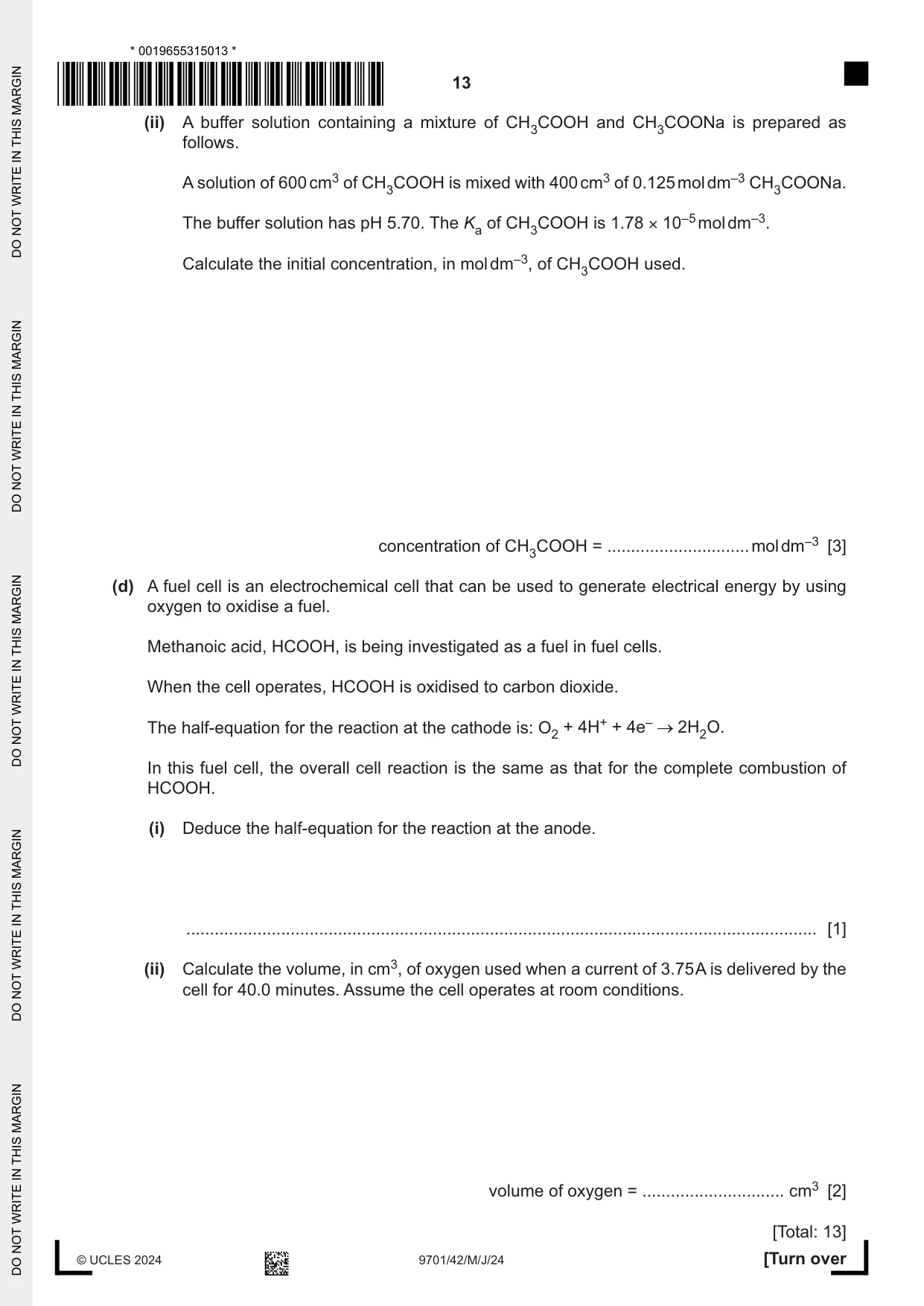 Cambridge A Level Chemistry 9701 2024 May/June Paper 4 · Variant 2 question paper, page 13 of 24
