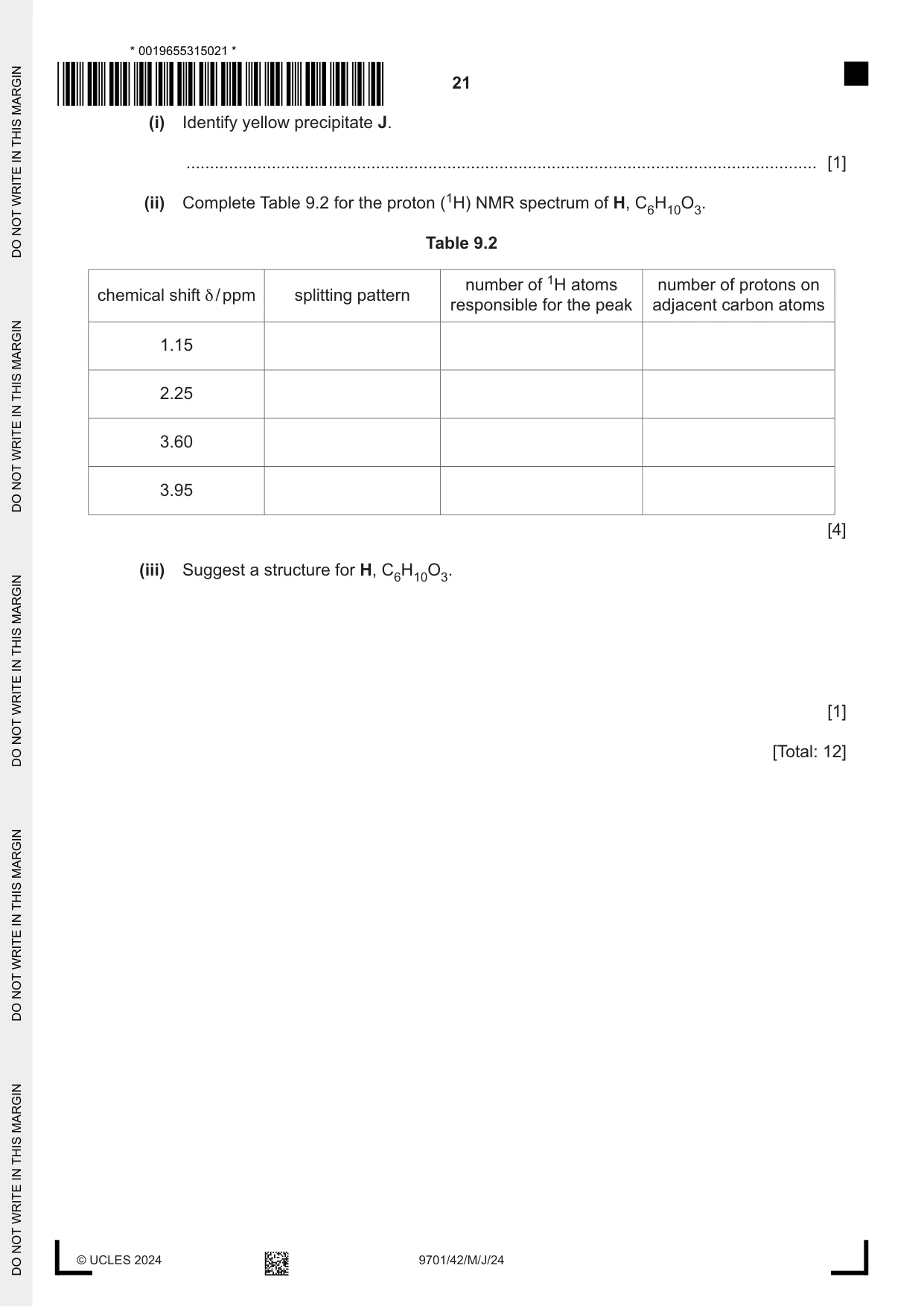 Cambridge A Level Chemistry 9701 2024 May/June Paper 4 · Variant 2 question paper, page 21 of 24
