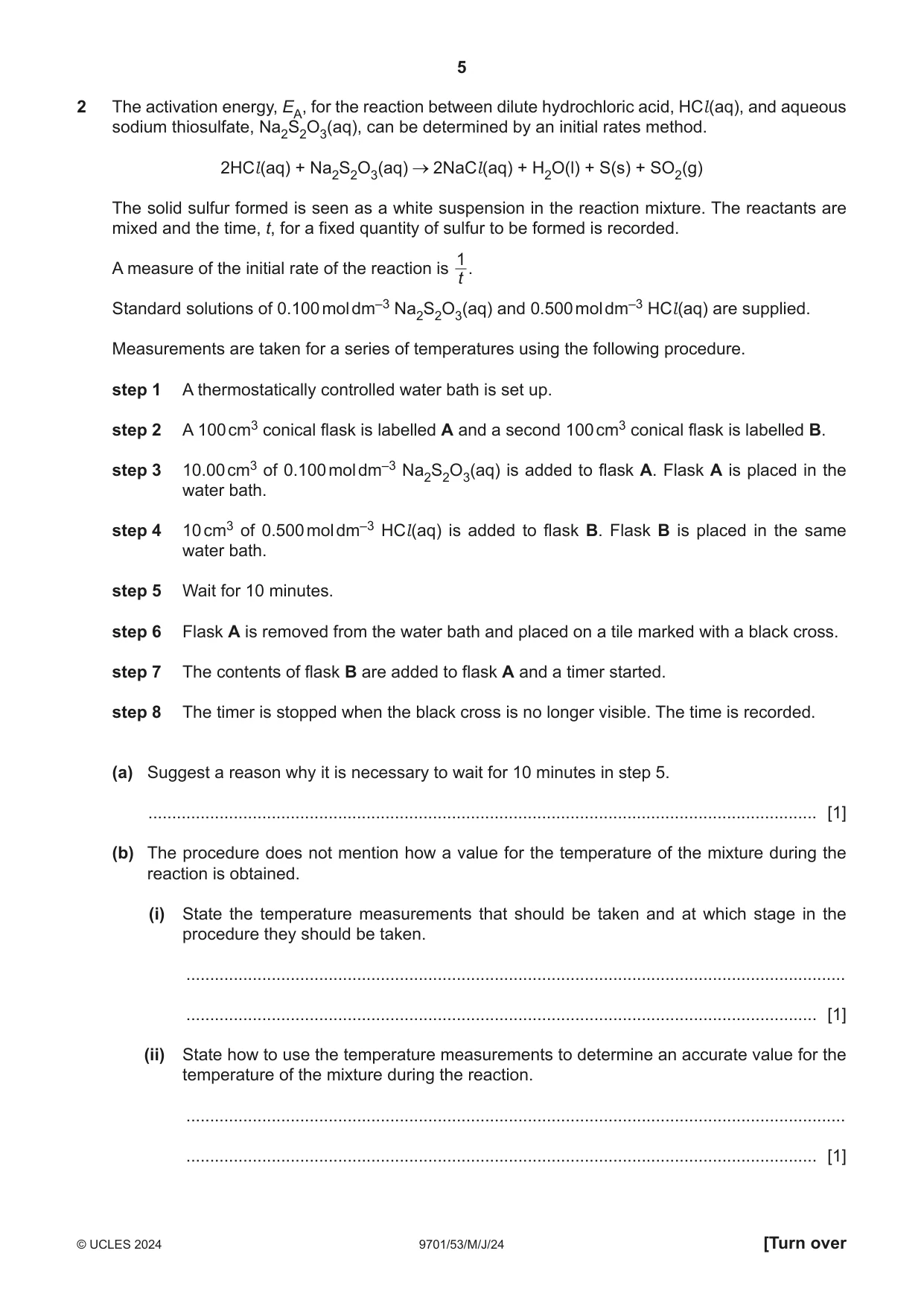 Cambridge A Level Chemistry 9701 2024 May/June Paper 5 · Variant 3 question paper, page 5 of 12