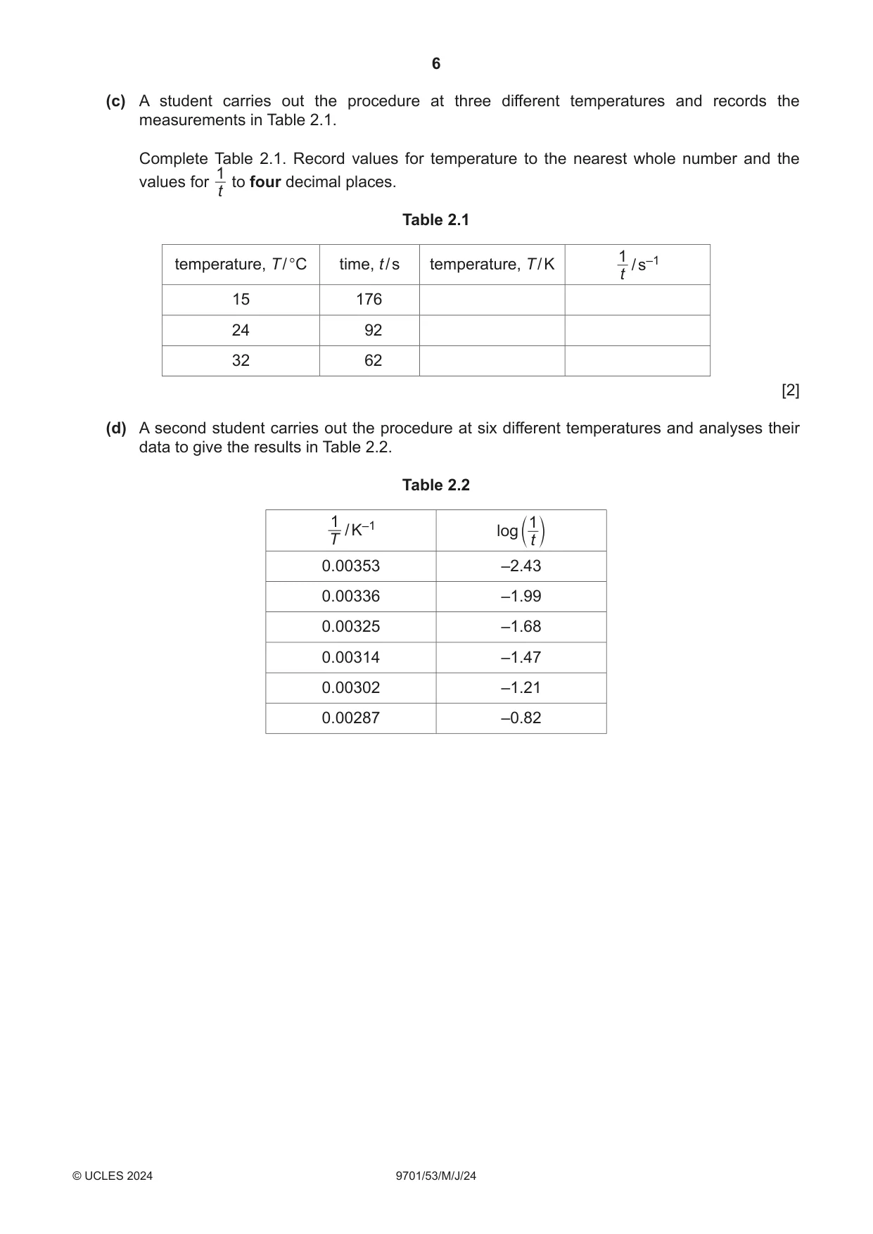 Cambridge A Level Chemistry 9701 2024 May/June Paper 5 · Variant 3 question paper, page 6 of 12