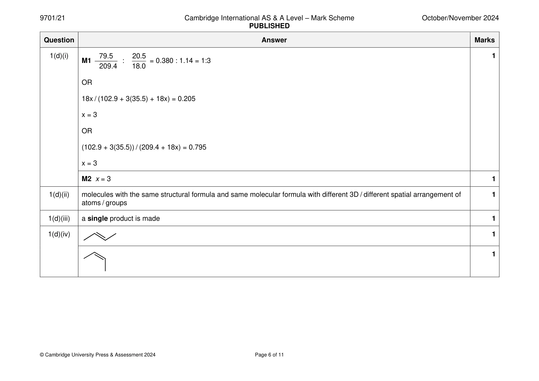 Mark scheme, page 6 of 11