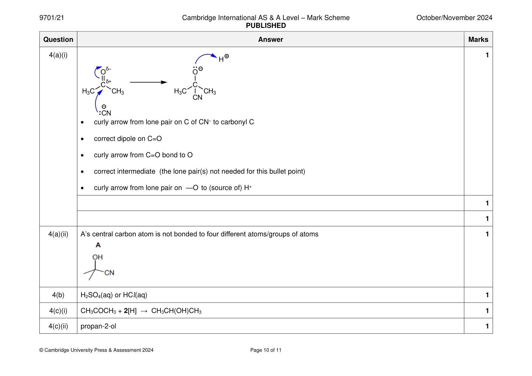 Mark scheme, page 10 of 11