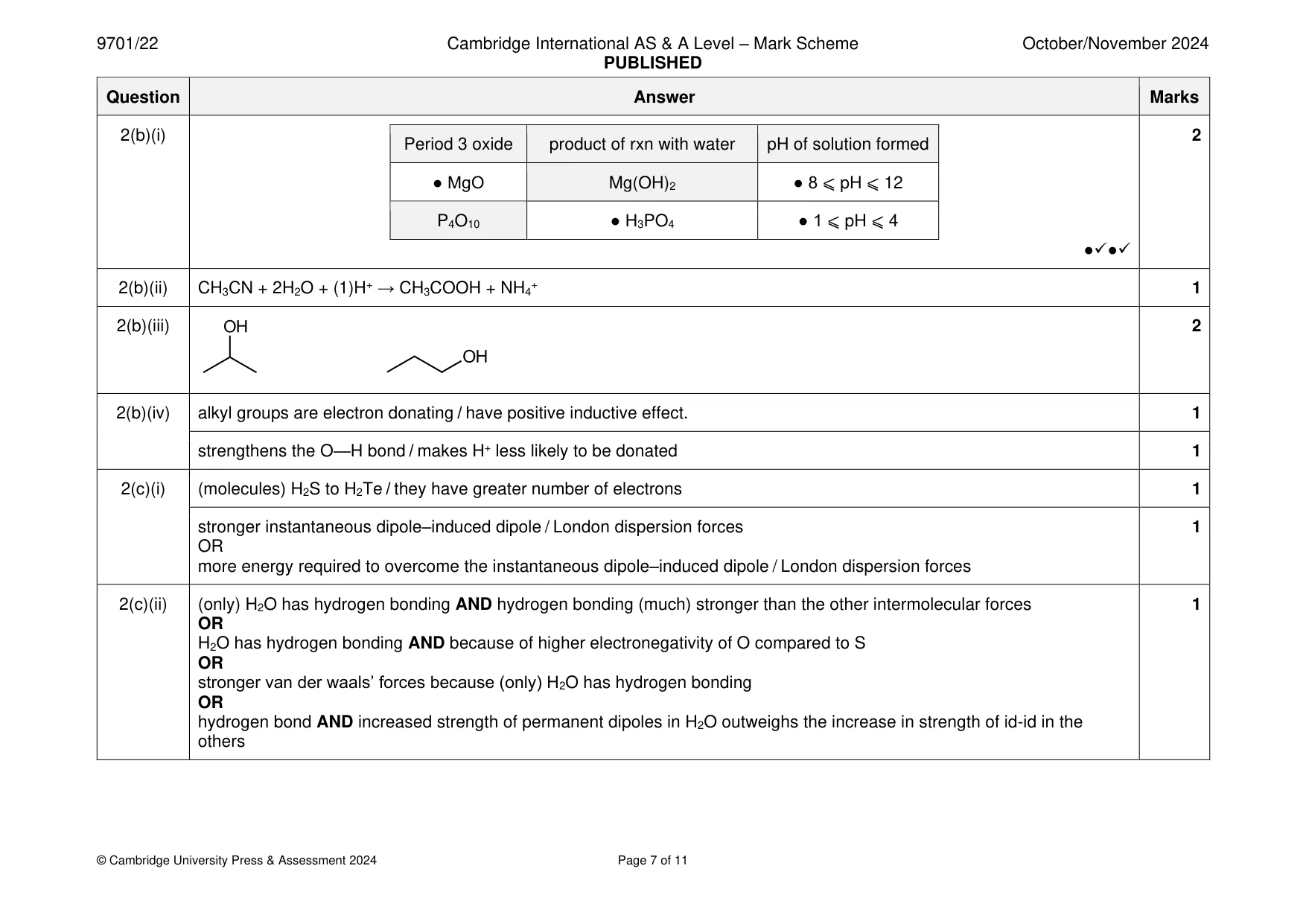 Mark scheme, page 7 of 11