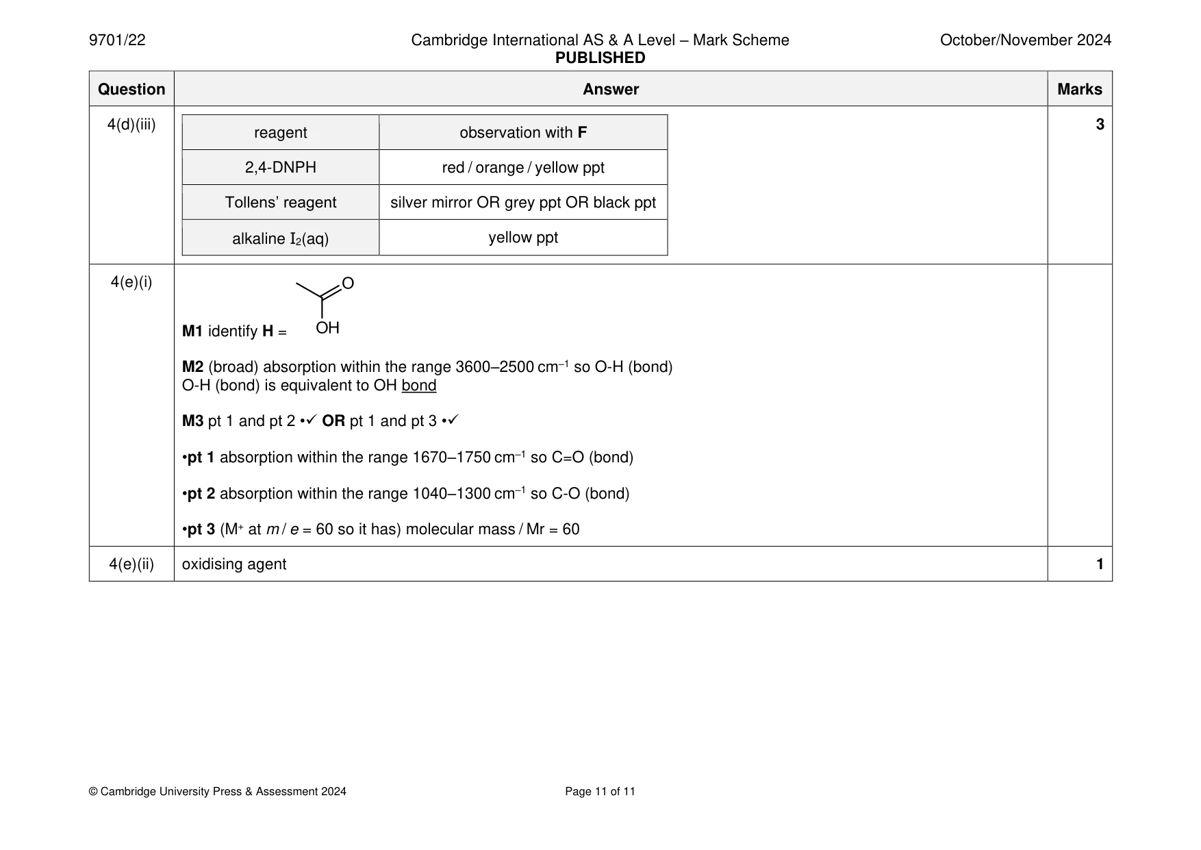 Mark scheme, page 11 of 11