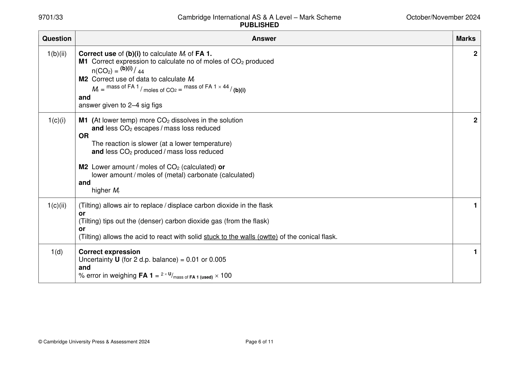 Mark scheme, page 6 of 11