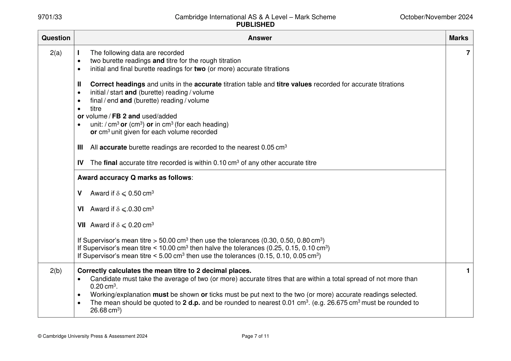 Mark scheme, page 7 of 11