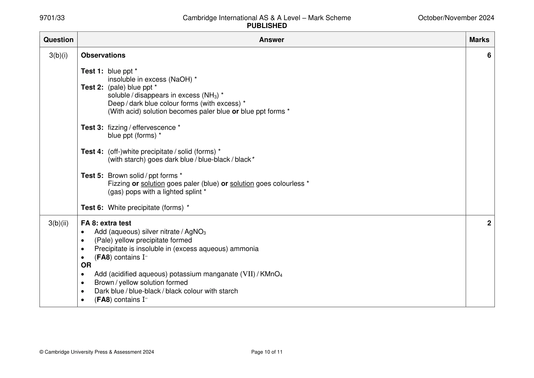 Mark scheme, page 10 of 11
