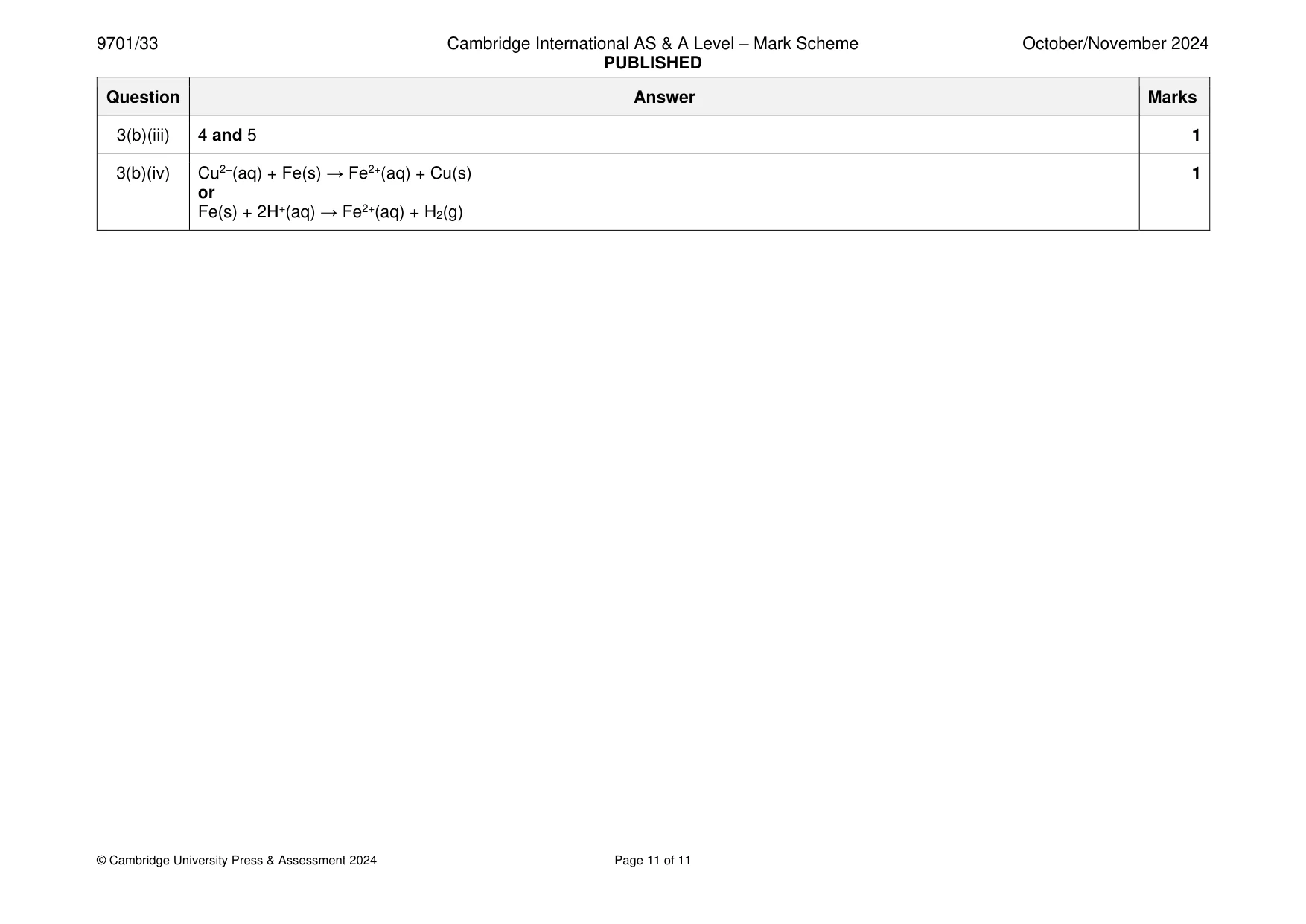 Mark scheme, page 11 of 11