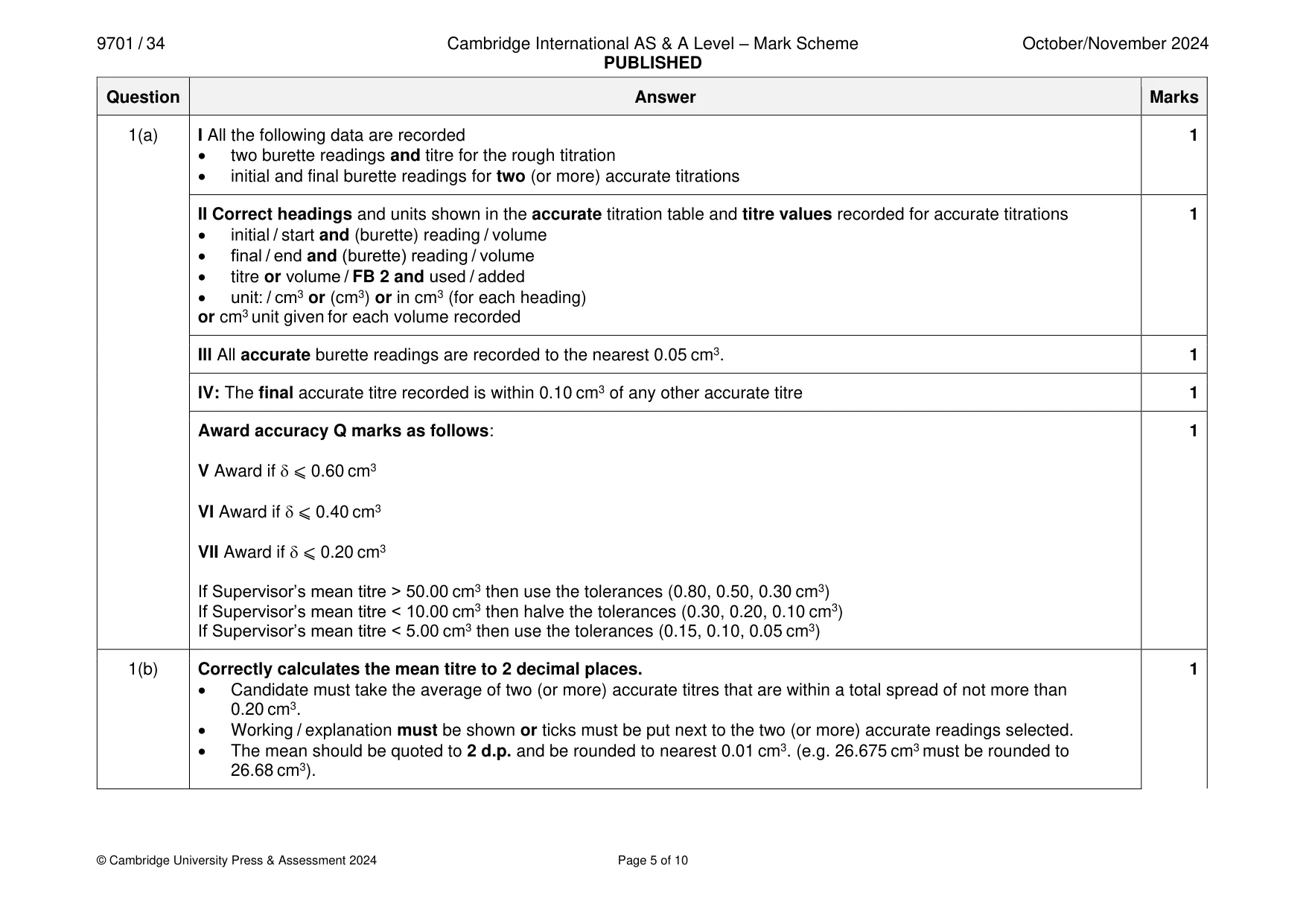 Mark scheme, page 5 of 10