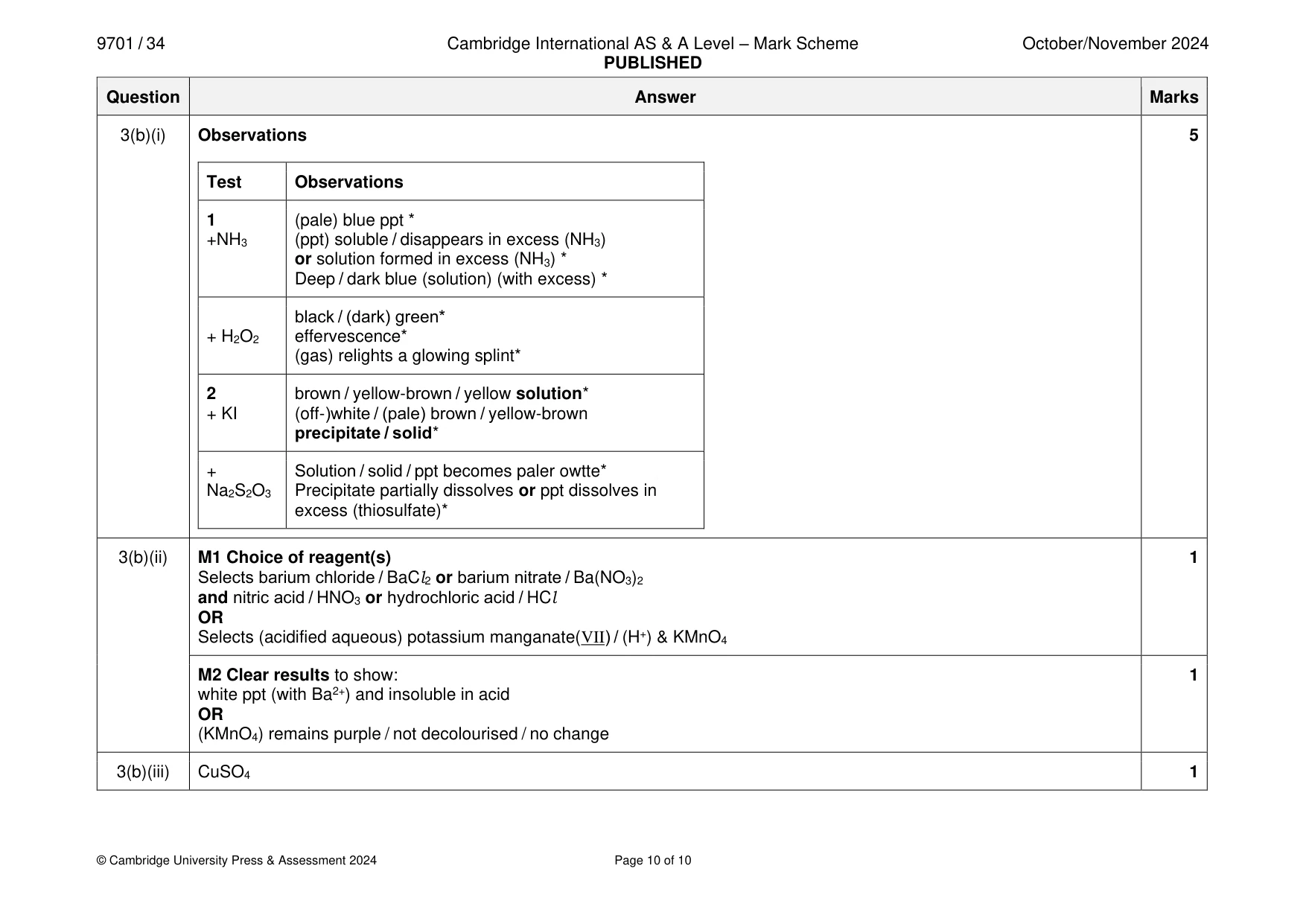Mark scheme, page 10 of 10