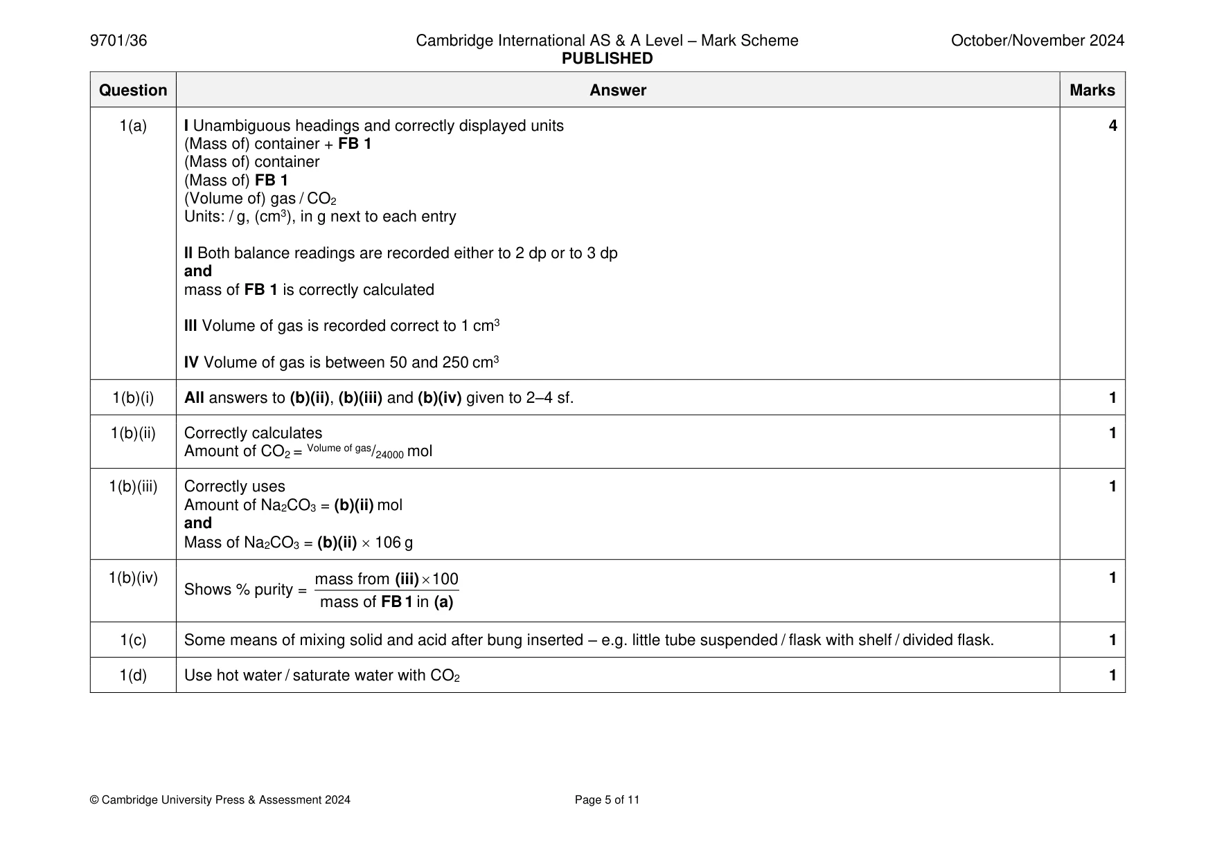 Mark scheme, page 5 of 11