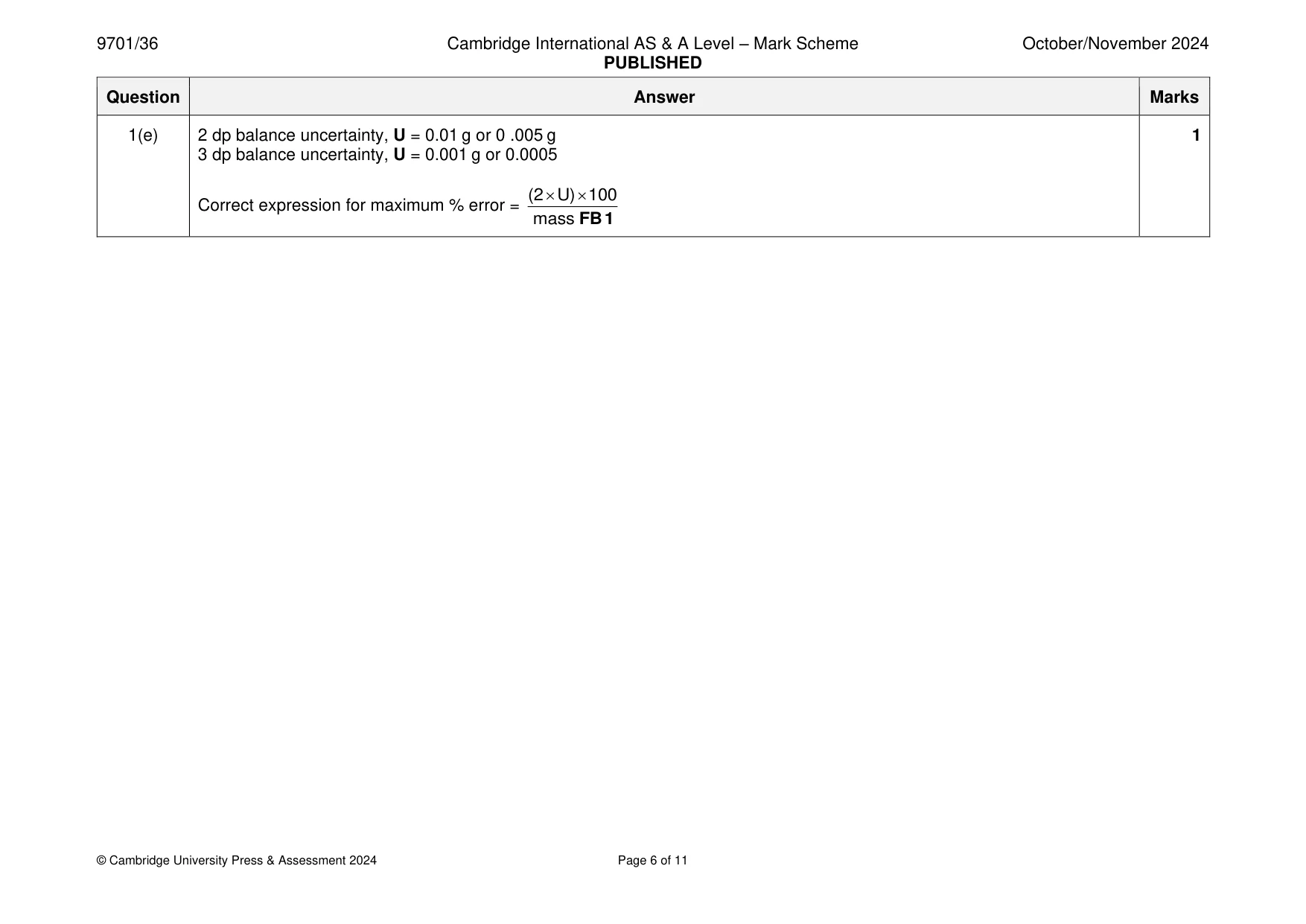 Mark scheme, page 6 of 11