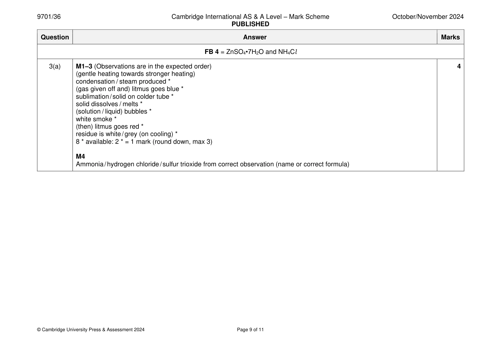 Mark scheme, page 9 of 11