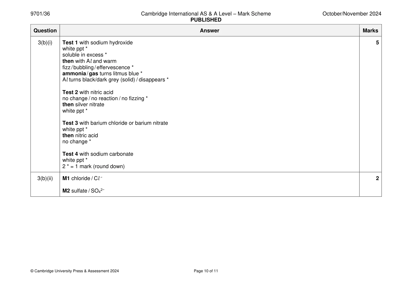 Mark scheme, page 10 of 11