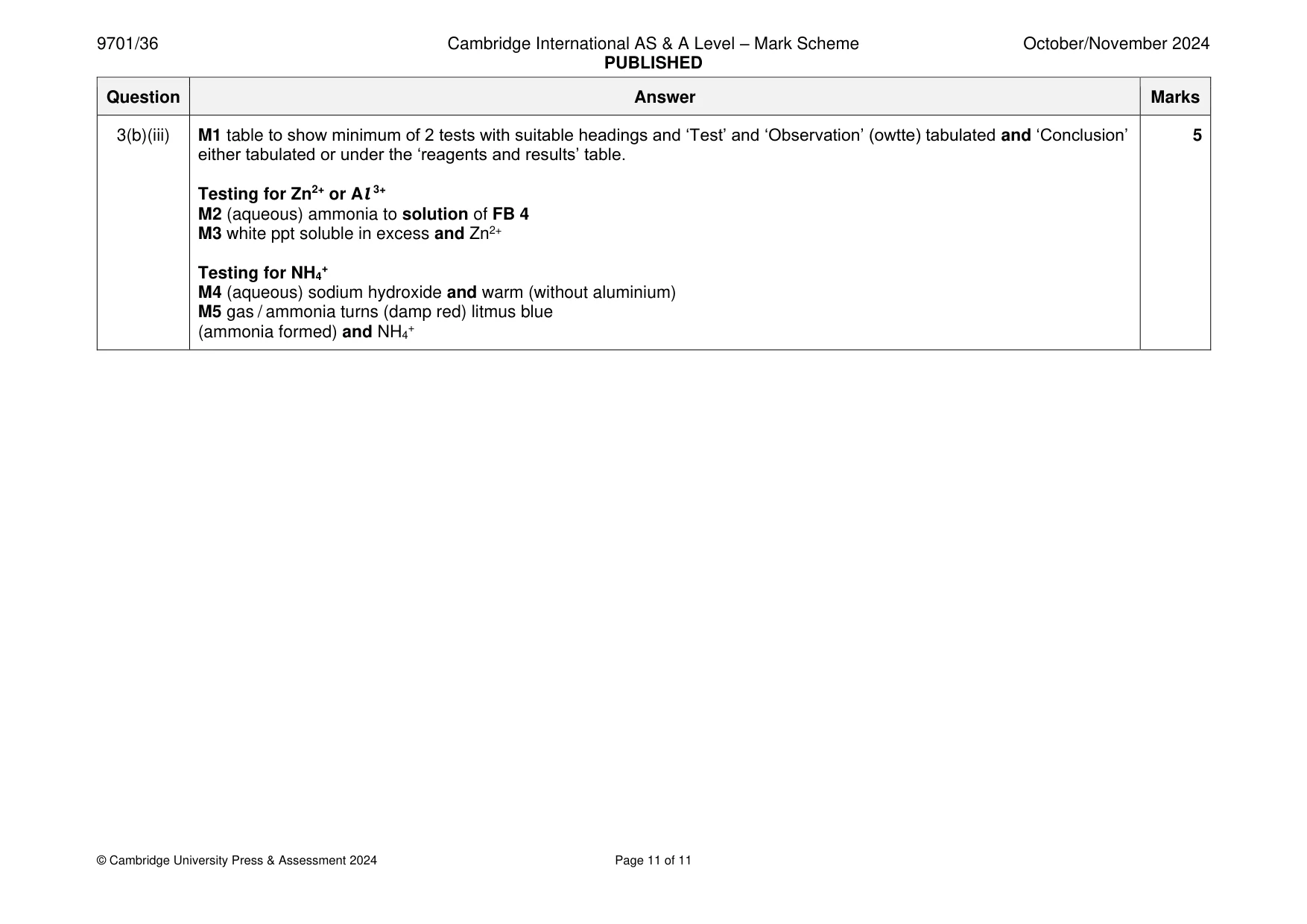 Mark scheme, page 11 of 11
