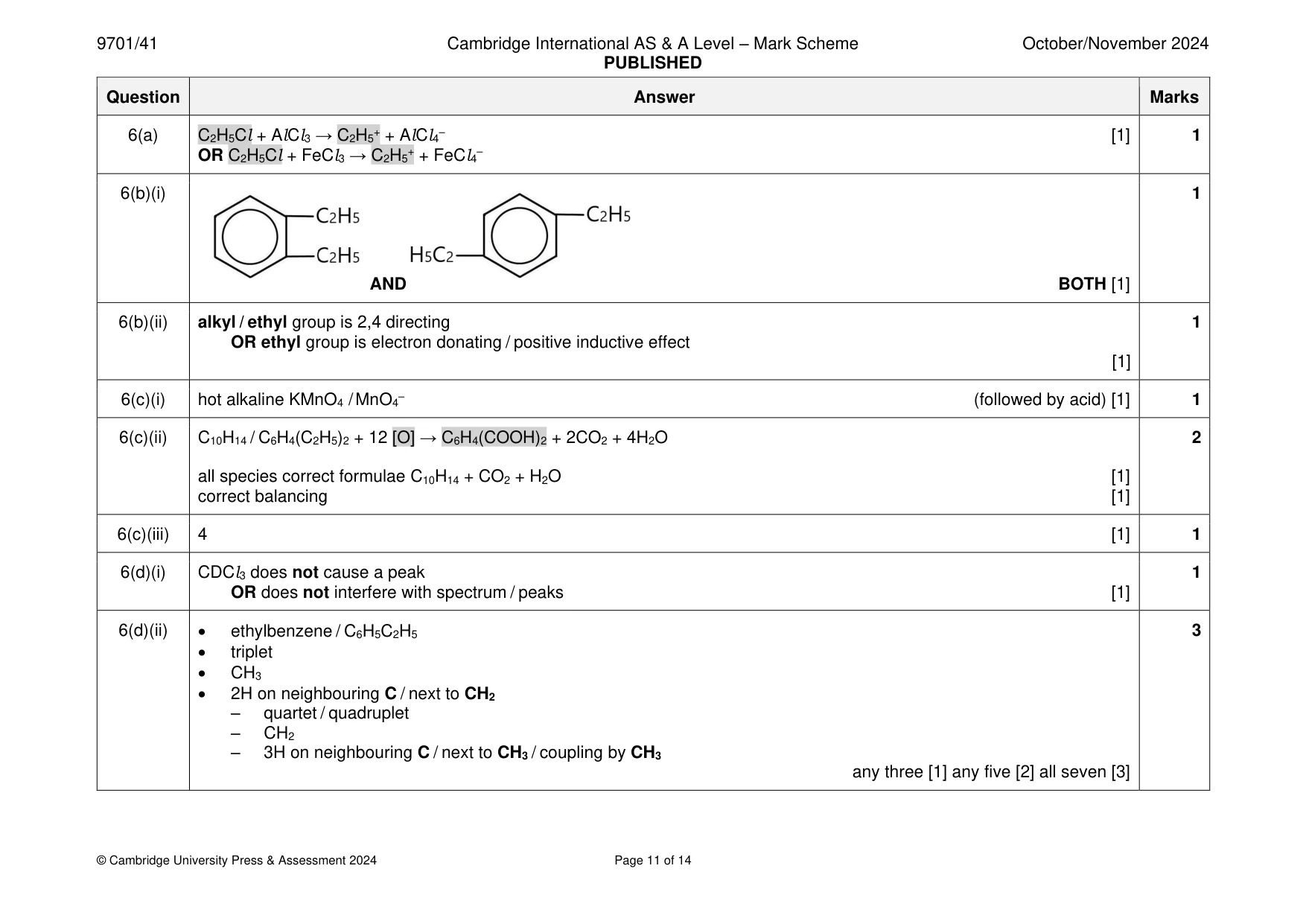 Mark scheme, page 11 of 14