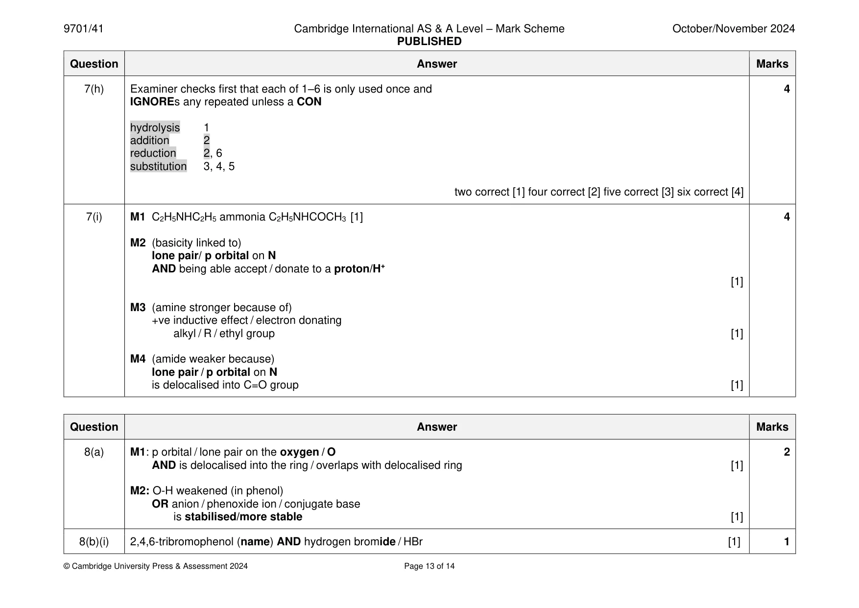 Mark scheme, page 13 of 14