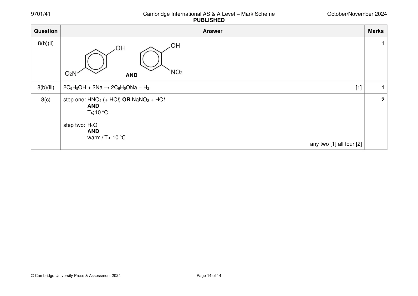 Mark scheme, page 14 of 14