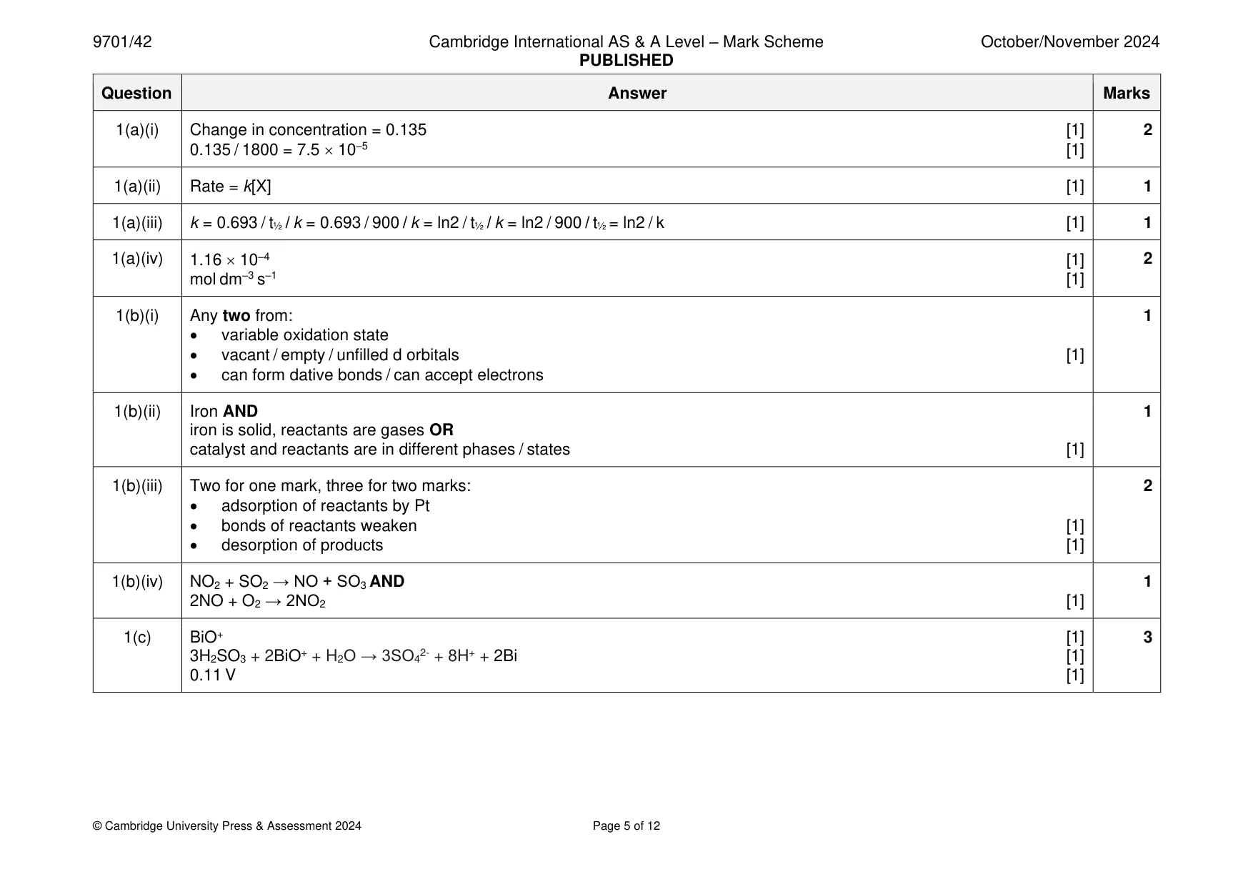 Mark scheme, page 5 of 12
