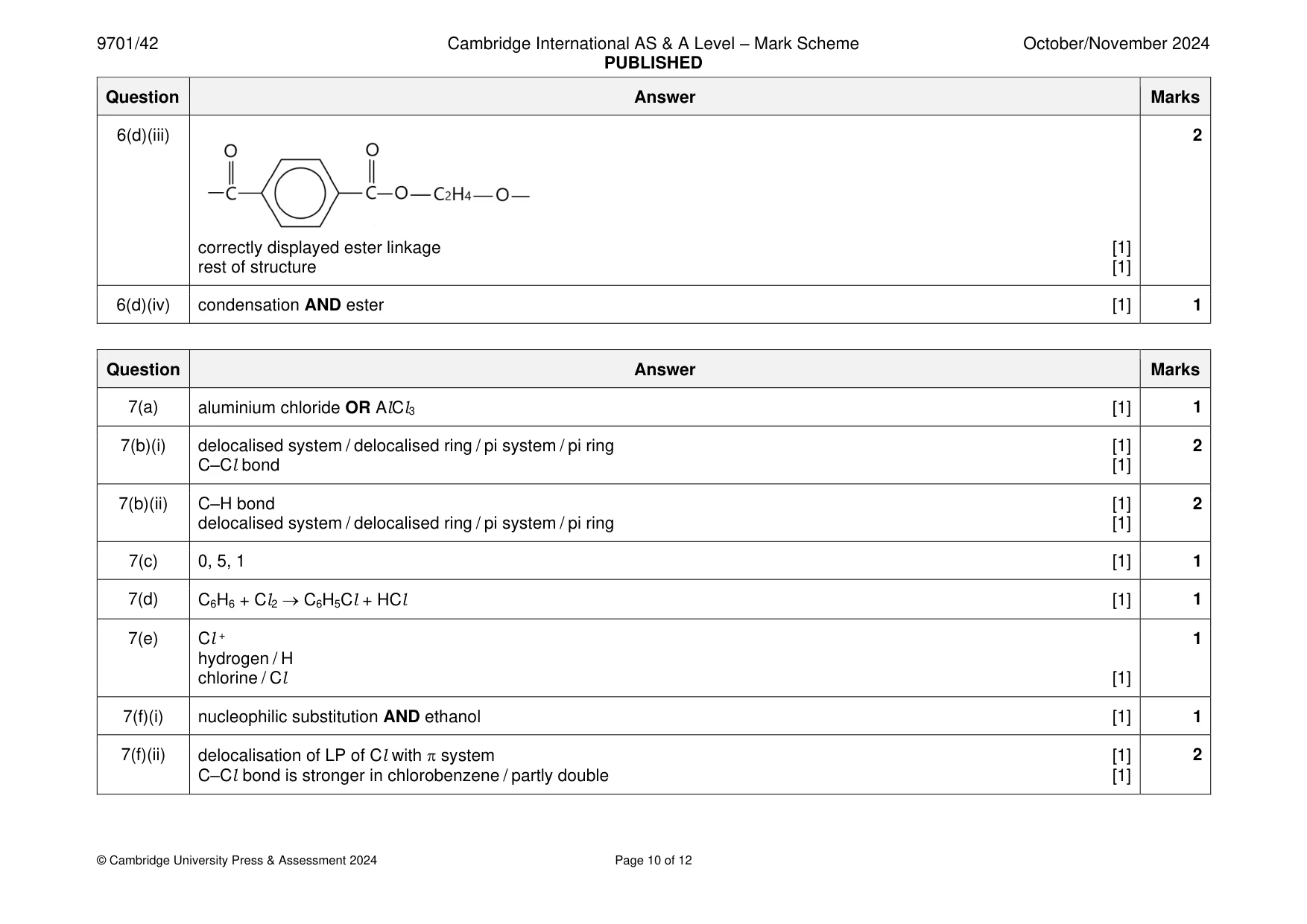 Mark scheme, page 10 of 12