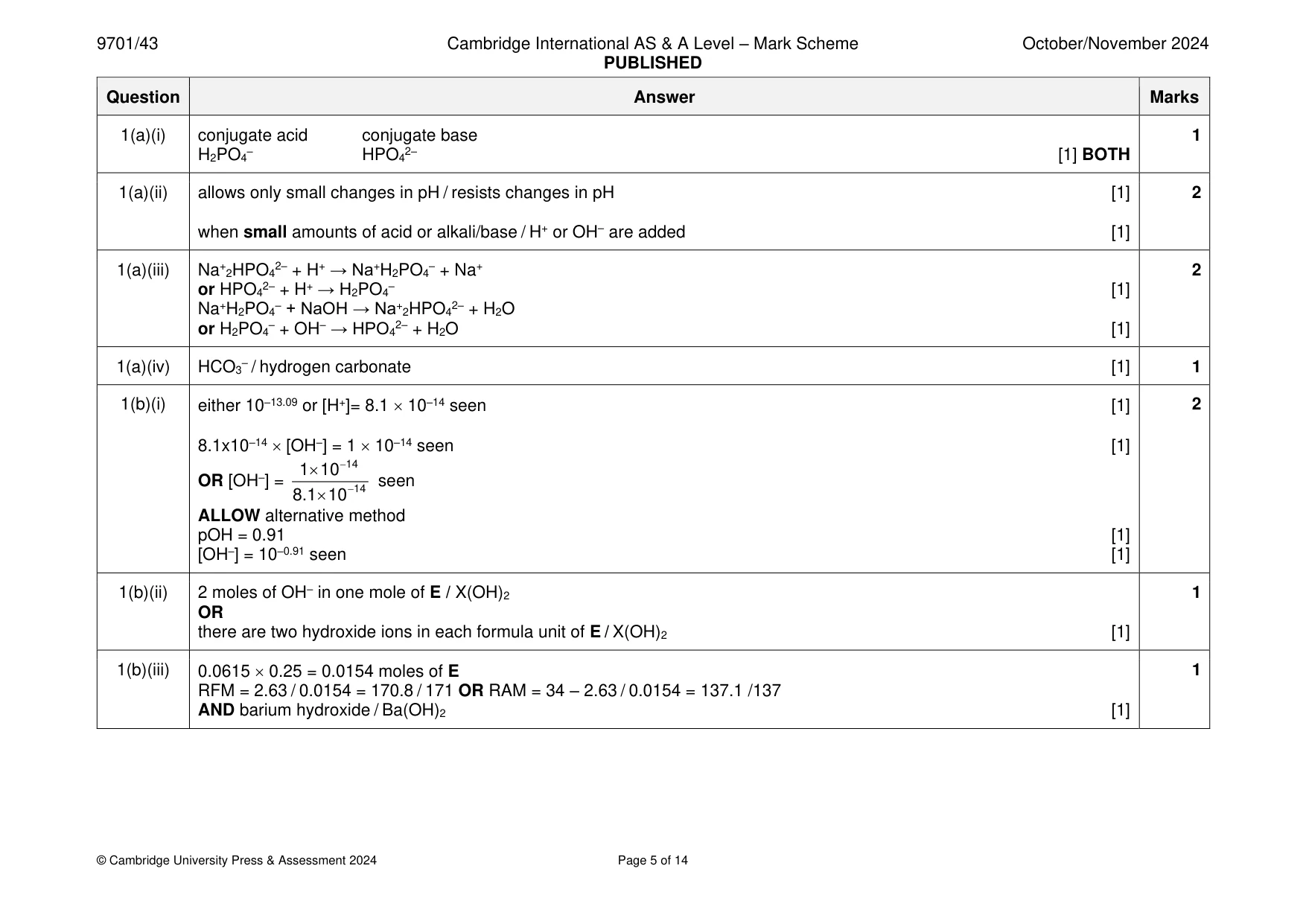 Mark scheme, page 5 of 14