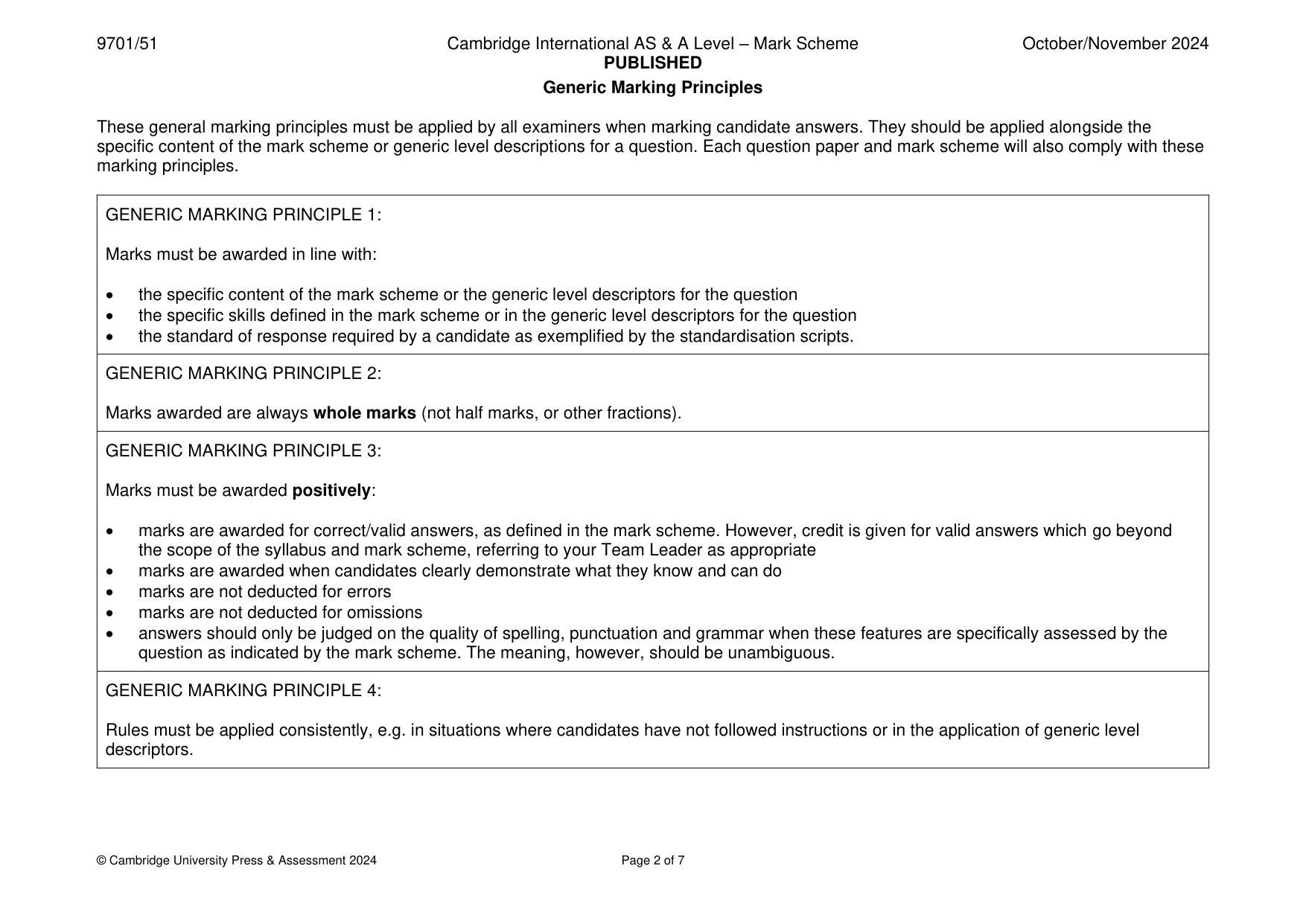 Mark scheme, page 2 of 7