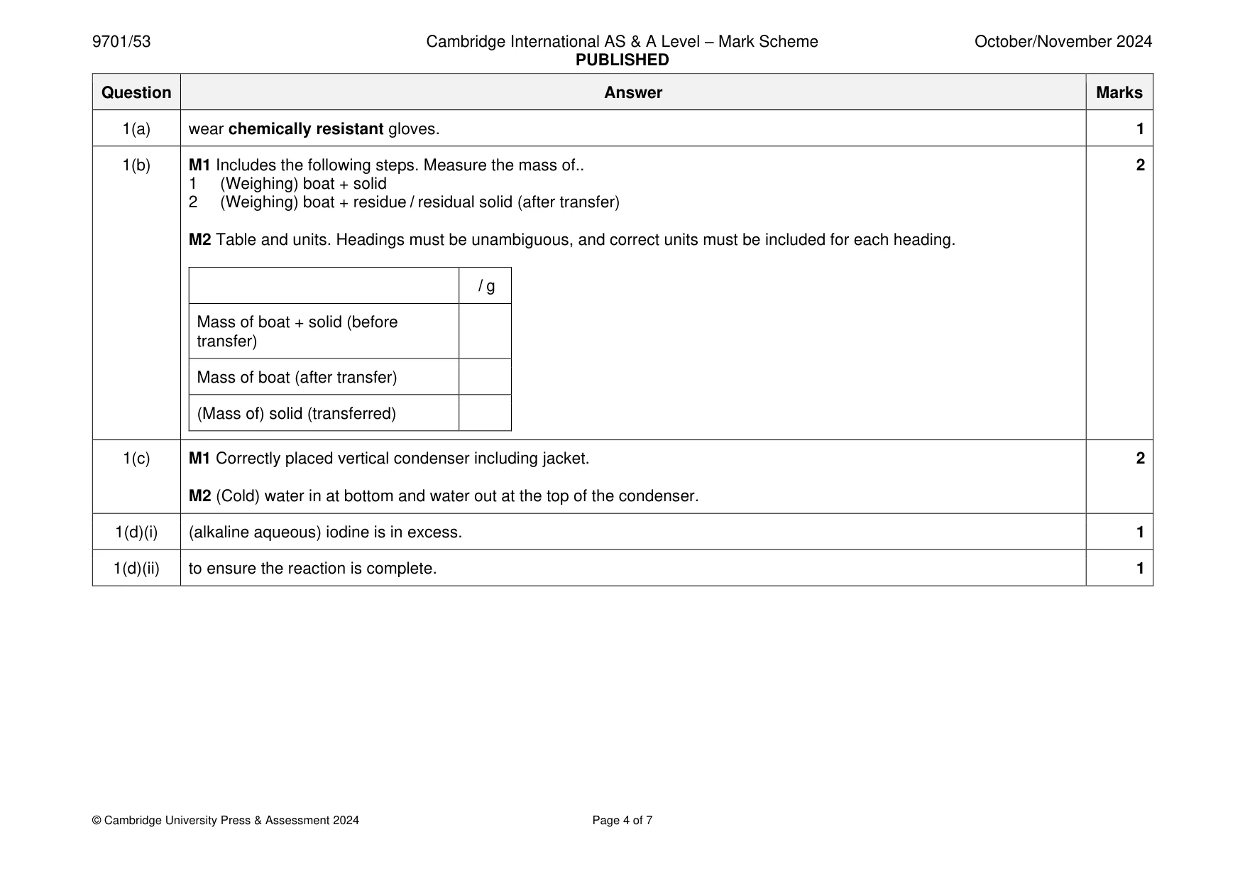 Mark scheme, page 4 of 7