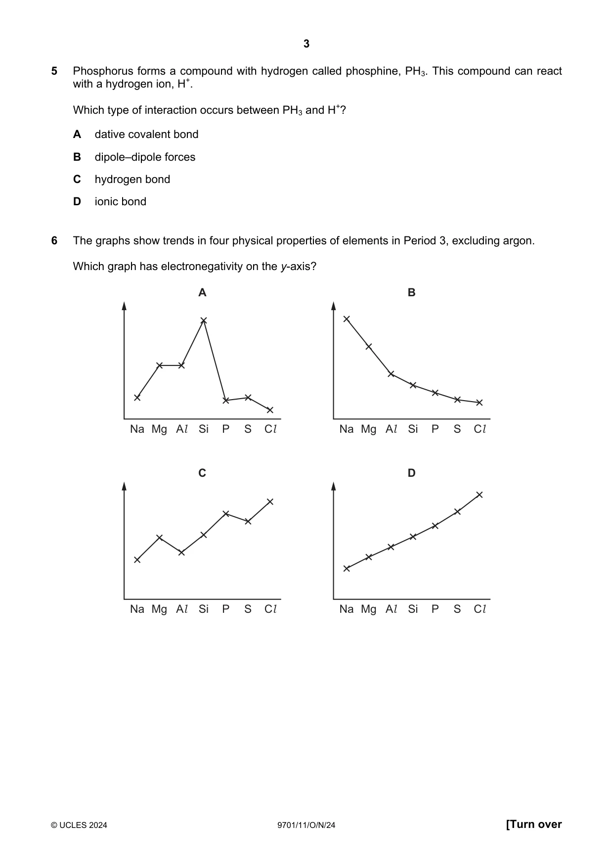 Cambridge A Level Chemistry 9701 2024 Oct/Nov Paper 1 · Variant 1 question paper, page 3 of 20