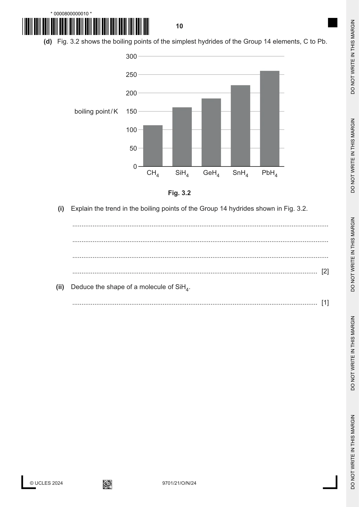 Cambridge A Level Chemistry 9701 2024 Oct/Nov Paper 2 · Variant 1 question paper, page 10 of 20