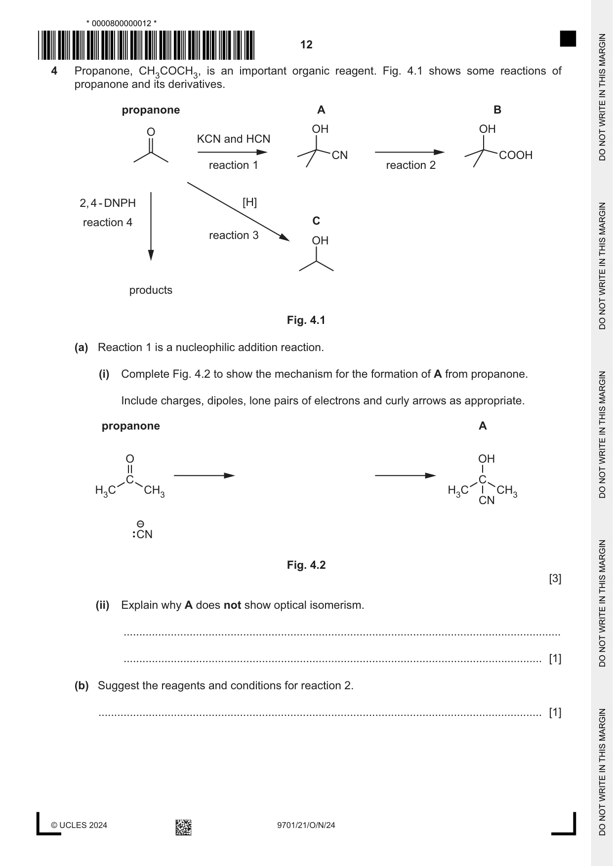 Cambridge A Level Chemistry 9701 2024 Oct/Nov Paper 2 · Variant 1 question paper, page 12 of 20