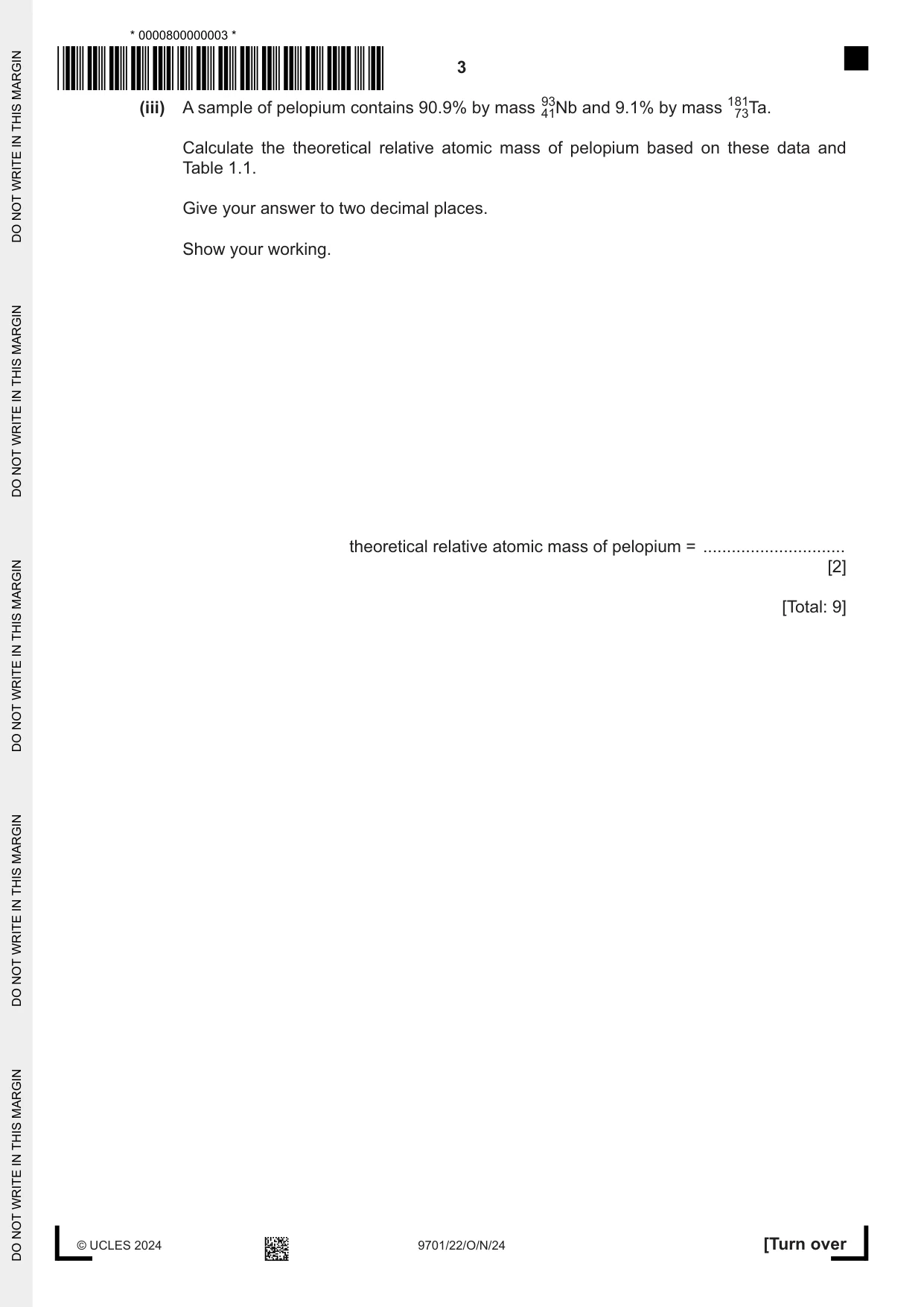 Cambridge A Level Chemistry 9701 2024 Oct/Nov Paper 2 · Variant 2 question paper, page 3 of 16