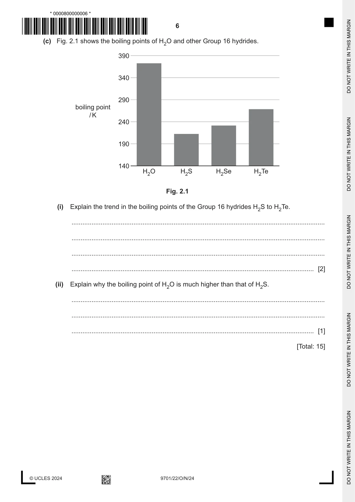 Cambridge A Level Chemistry 9701 2024 Oct/Nov Paper 2 · Variant 2 question paper, page 6 of 16