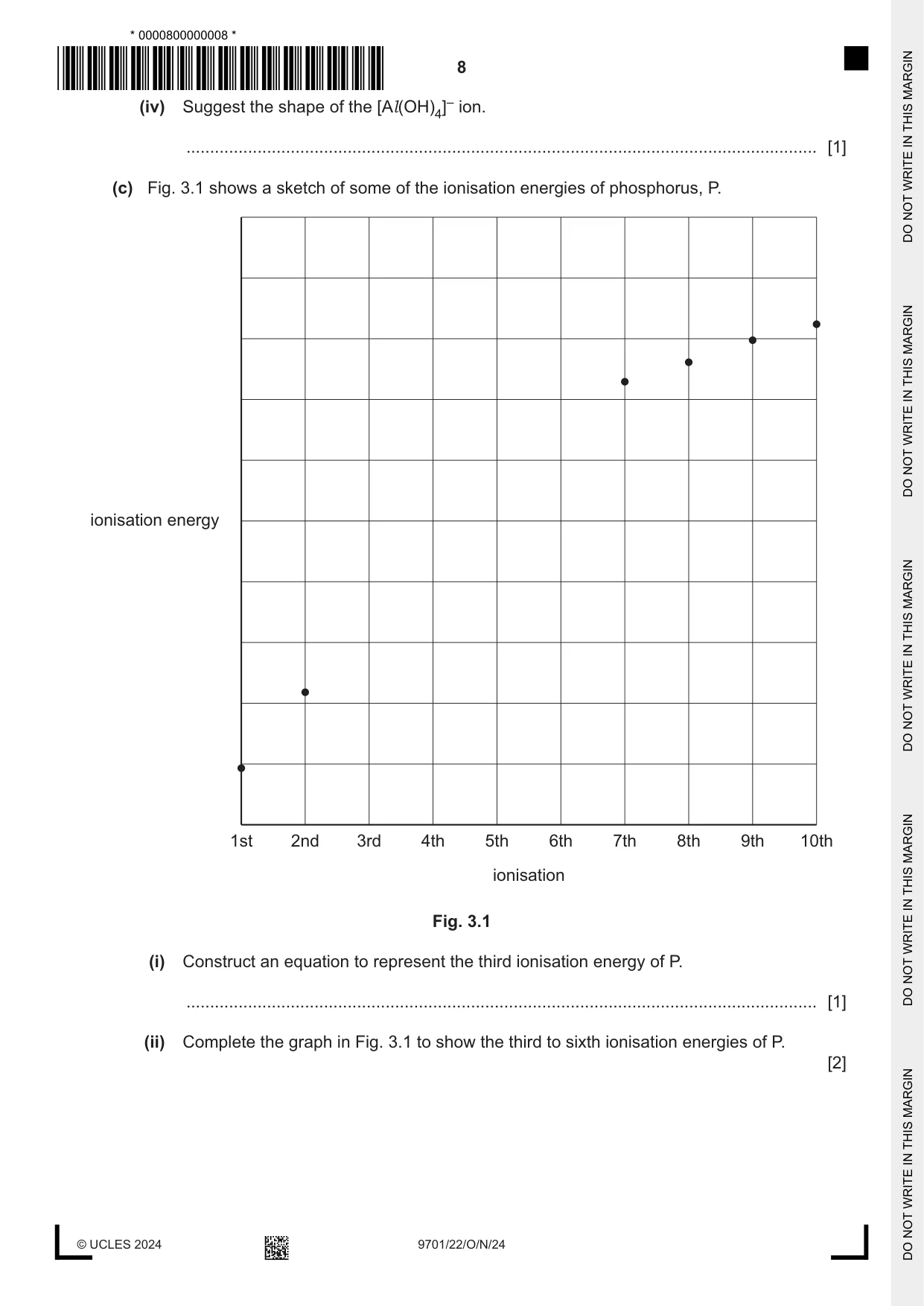 Cambridge A Level Chemistry 9701 2024 Oct/Nov Paper 2 · Variant 2 question paper, page 8 of 16