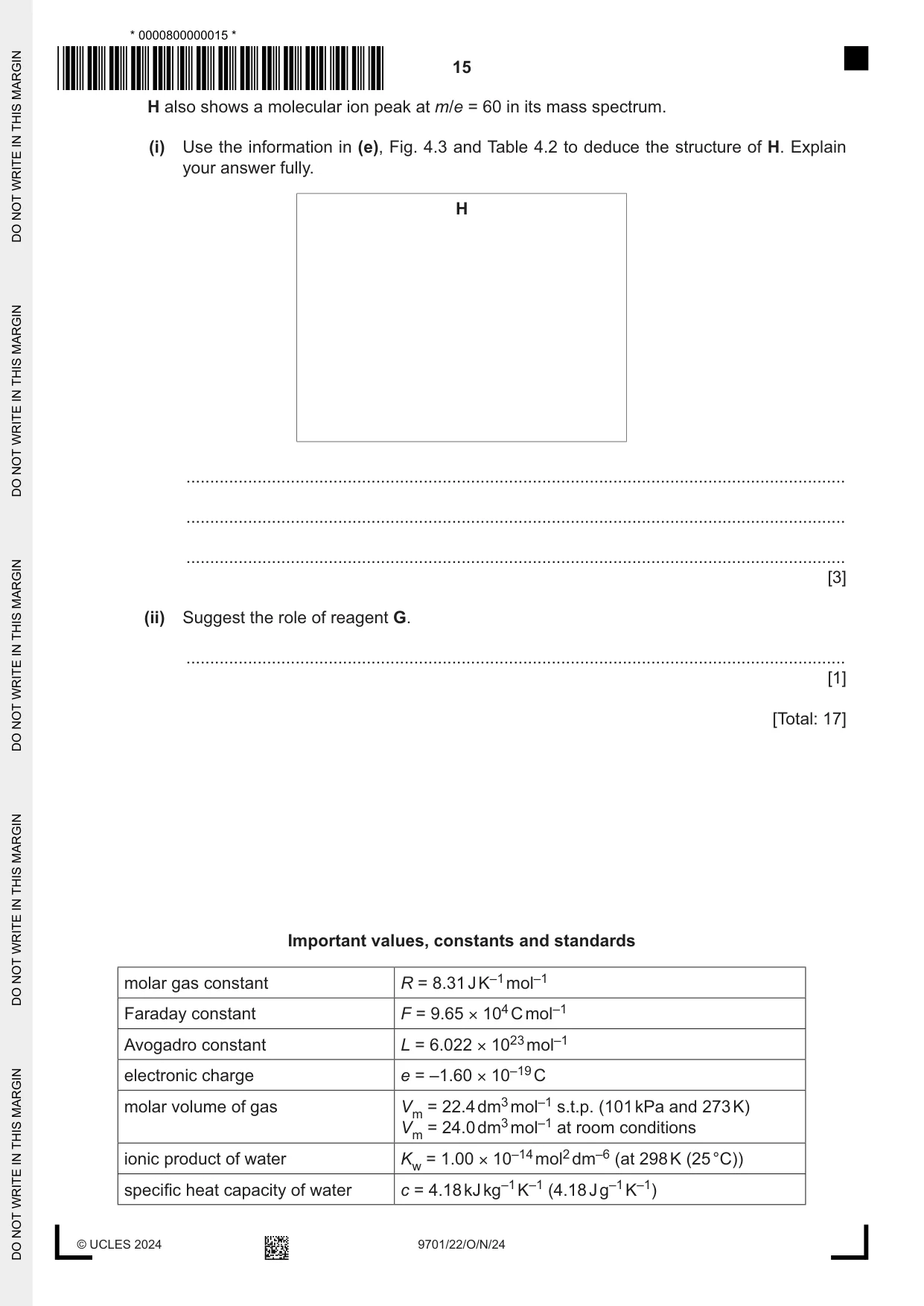Cambridge A Level Chemistry 9701 2024 Oct/Nov Paper 2 · Variant 2 question paper, page 15 of 16