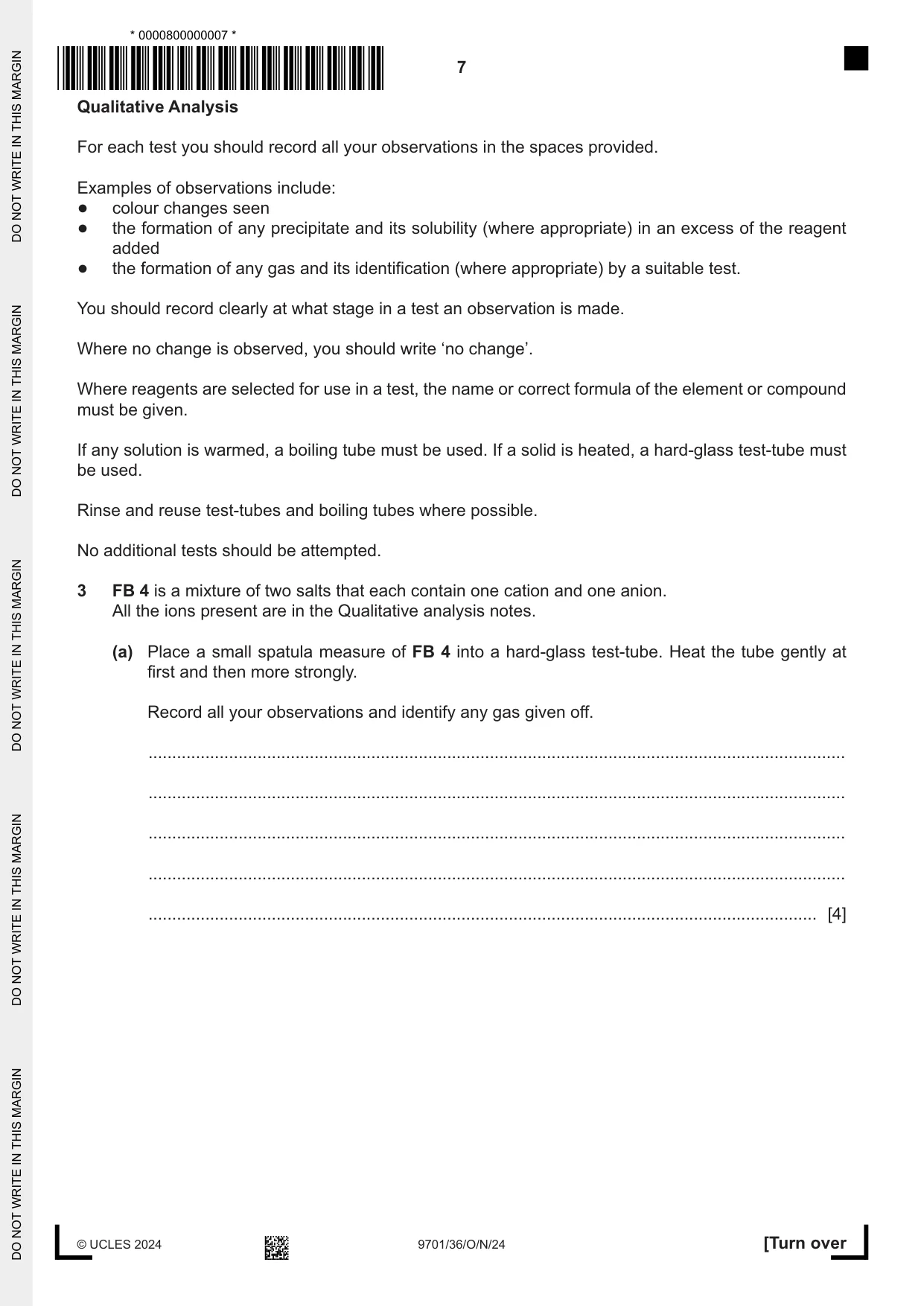 Cambridge A Level Chemistry 9701 2024 Oct/Nov Paper 3 · Variant 6 question paper, page 7 of 12